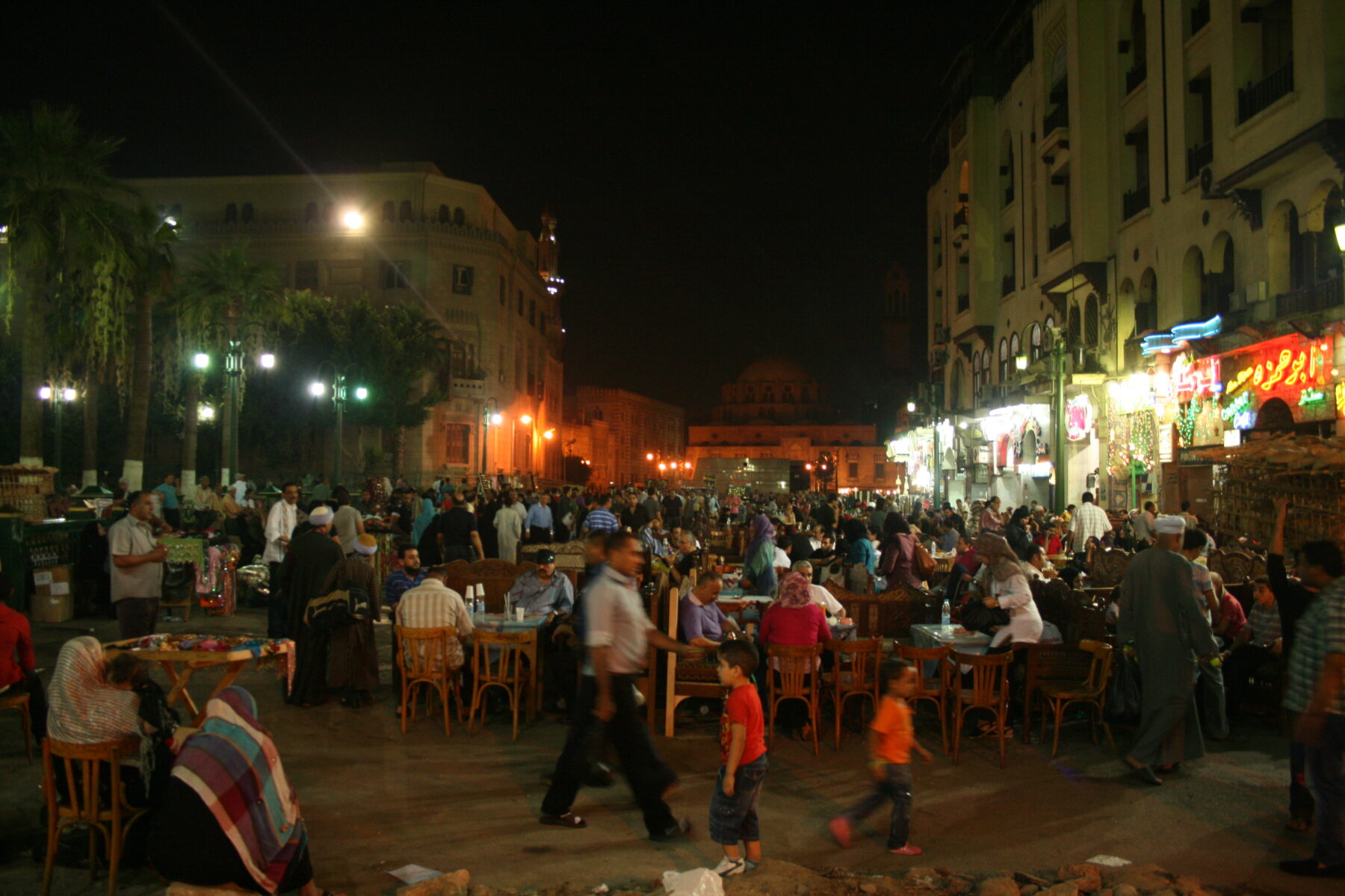 Egypt inflation — evening crowds at Cairo's Khan el-Khalili bazaar