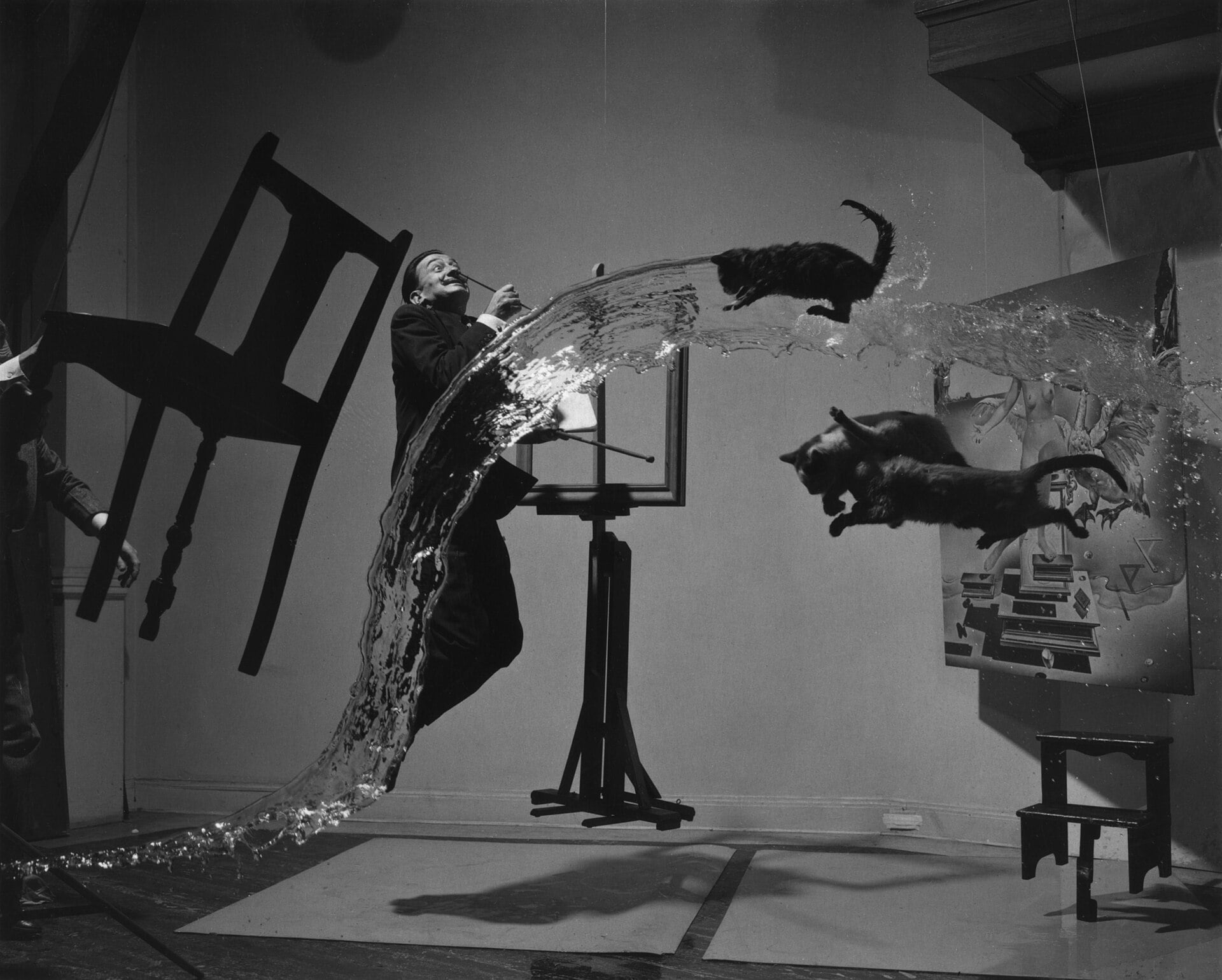 Salvador Dali in the Dali Atomicus photograph, Dali Mexico City exhibition