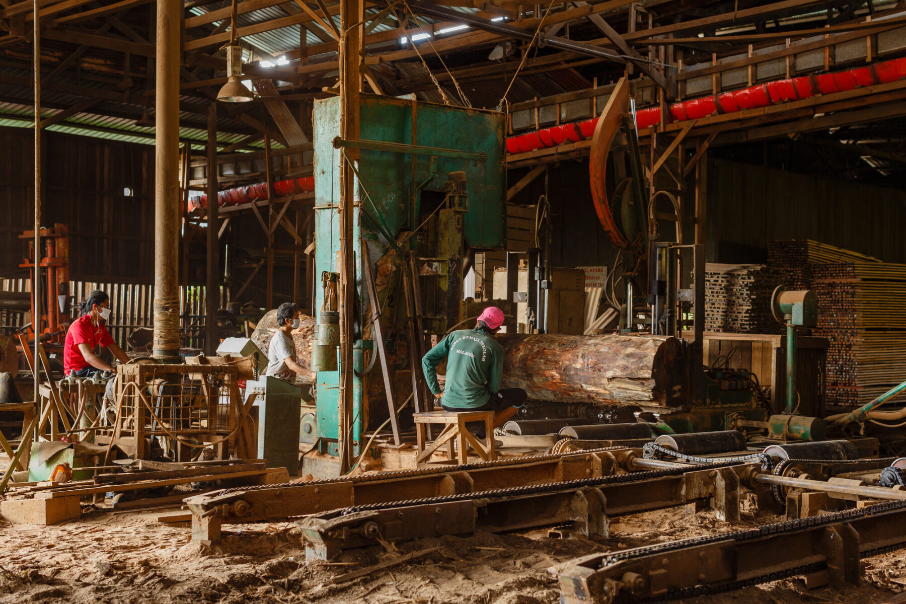 Stacks of sawn timber at a sawmill