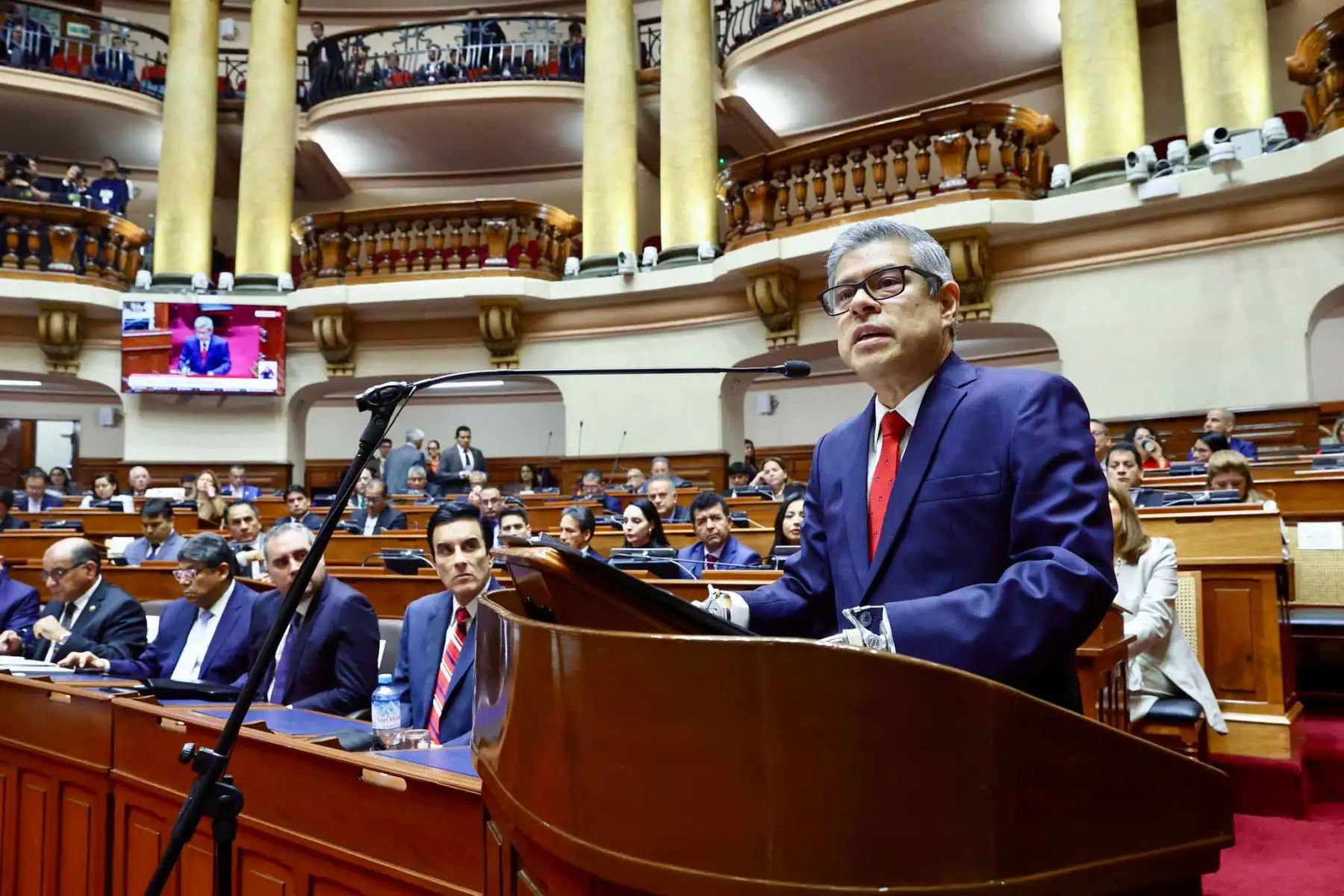 The Peruvian Congress chamber in session, where the Galarreta government programme was presented