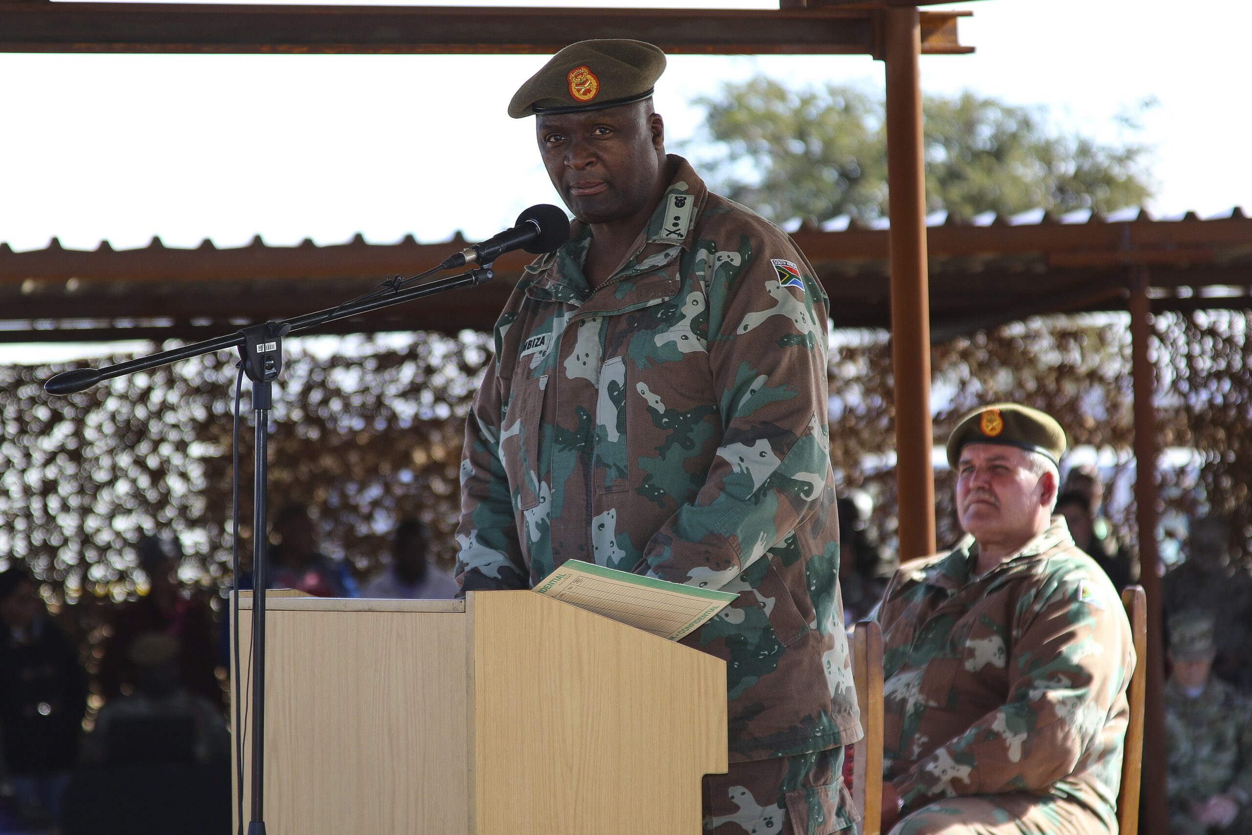 South Africa defence — South African National Defence Force officers at a military ceremony