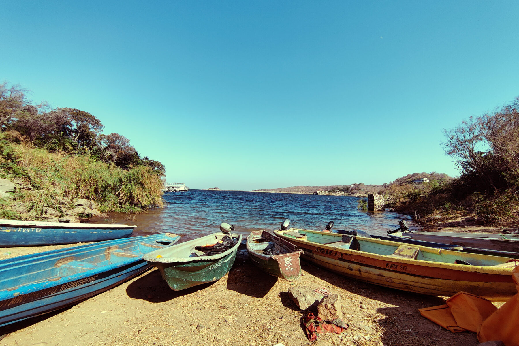 Lake Kariba ferry disaster - boats moored on the lake