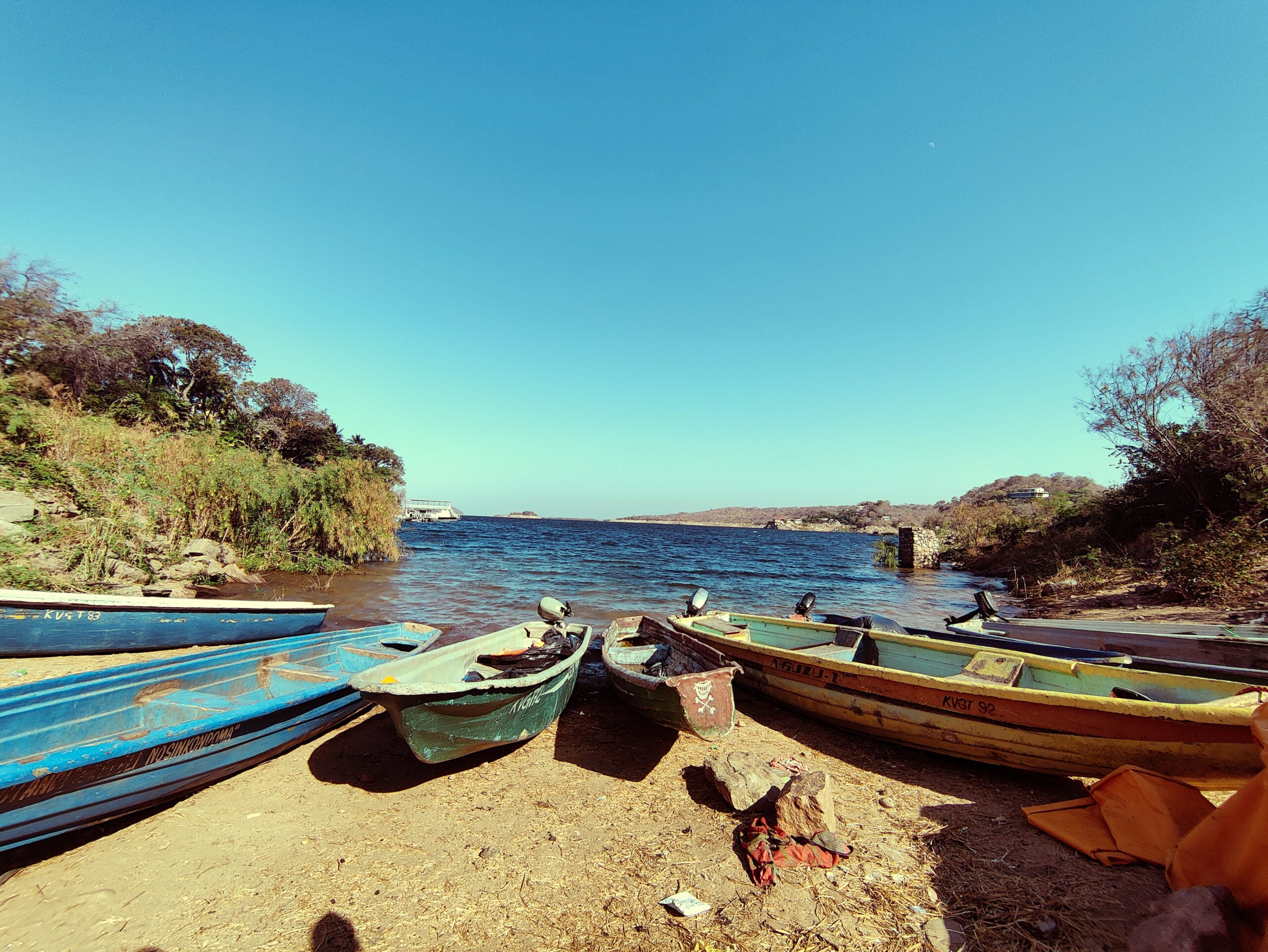 Lake Kariba ferry disaster — small boats moored on the shore of Lake Kariba