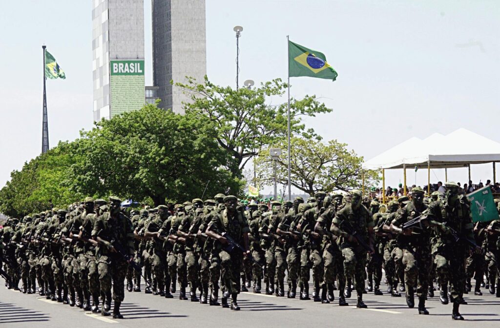 Brazilian Army soldiers on exercise, as US military exercises involve Brazil