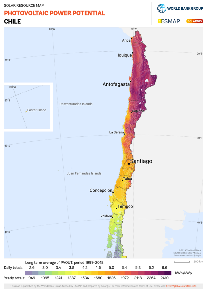 Solar power plant in Chile, similar to ContourGlobal's planned Los Maitenes hybrid solar-plus-storage plant
