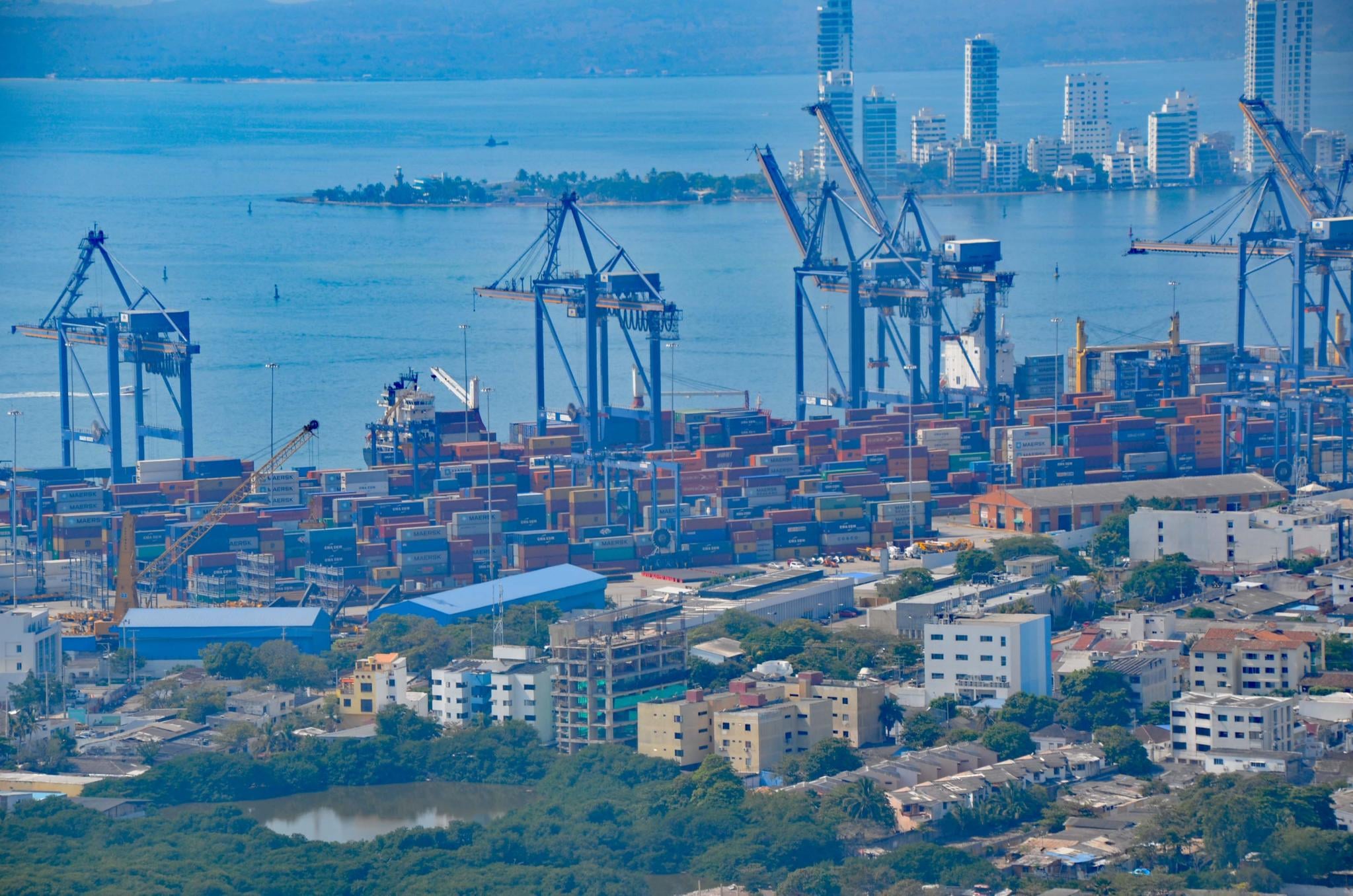Container terminal at the port of Cartagena, Colombia
