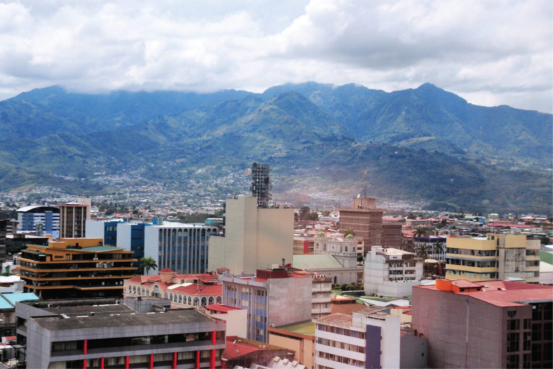 Cityscape with mountains in the background