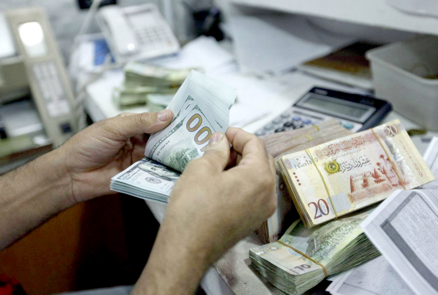 Libya hard currency — the Tripoli waterfront and the Red Castle at night