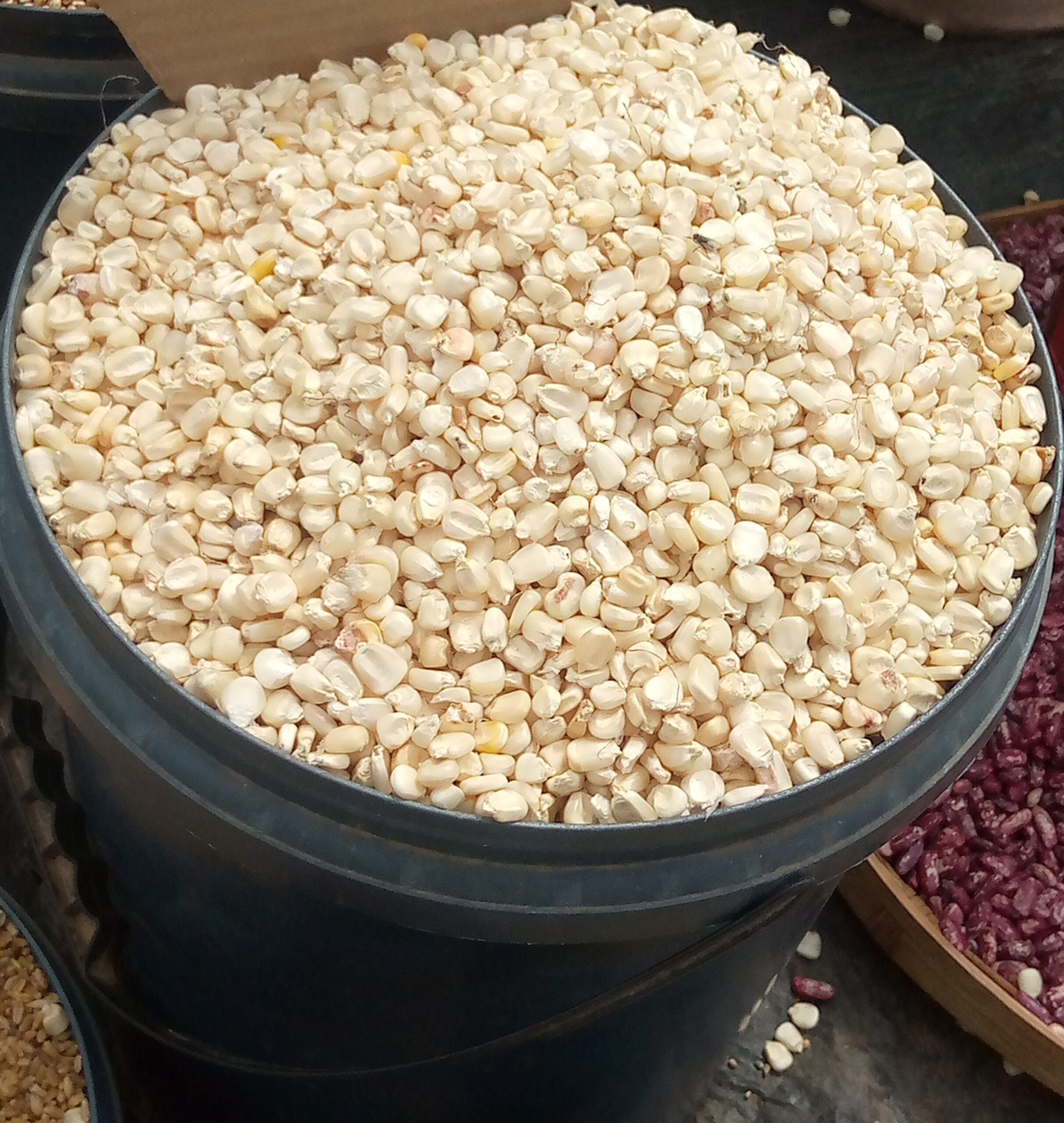 Zimbabwe maize shortage &mdash; dried white maize kernels at a market