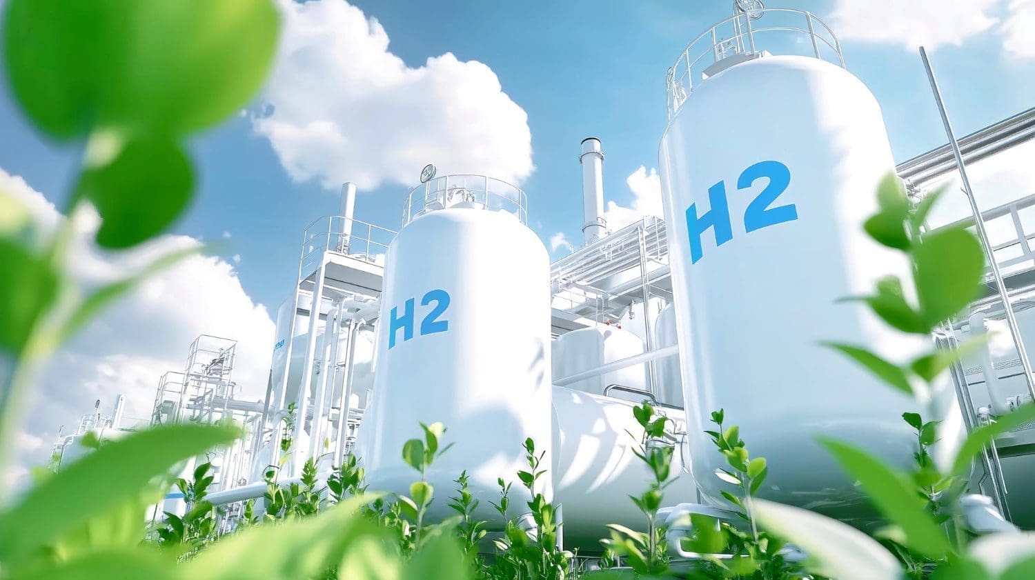 A green-hydrogen production facility.