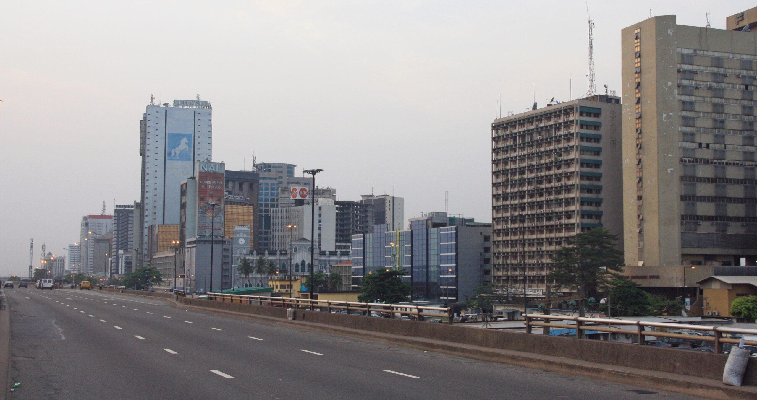 Nigeria bank results &mdash; the Lagos Island skyline, home of the country's biggest lenders