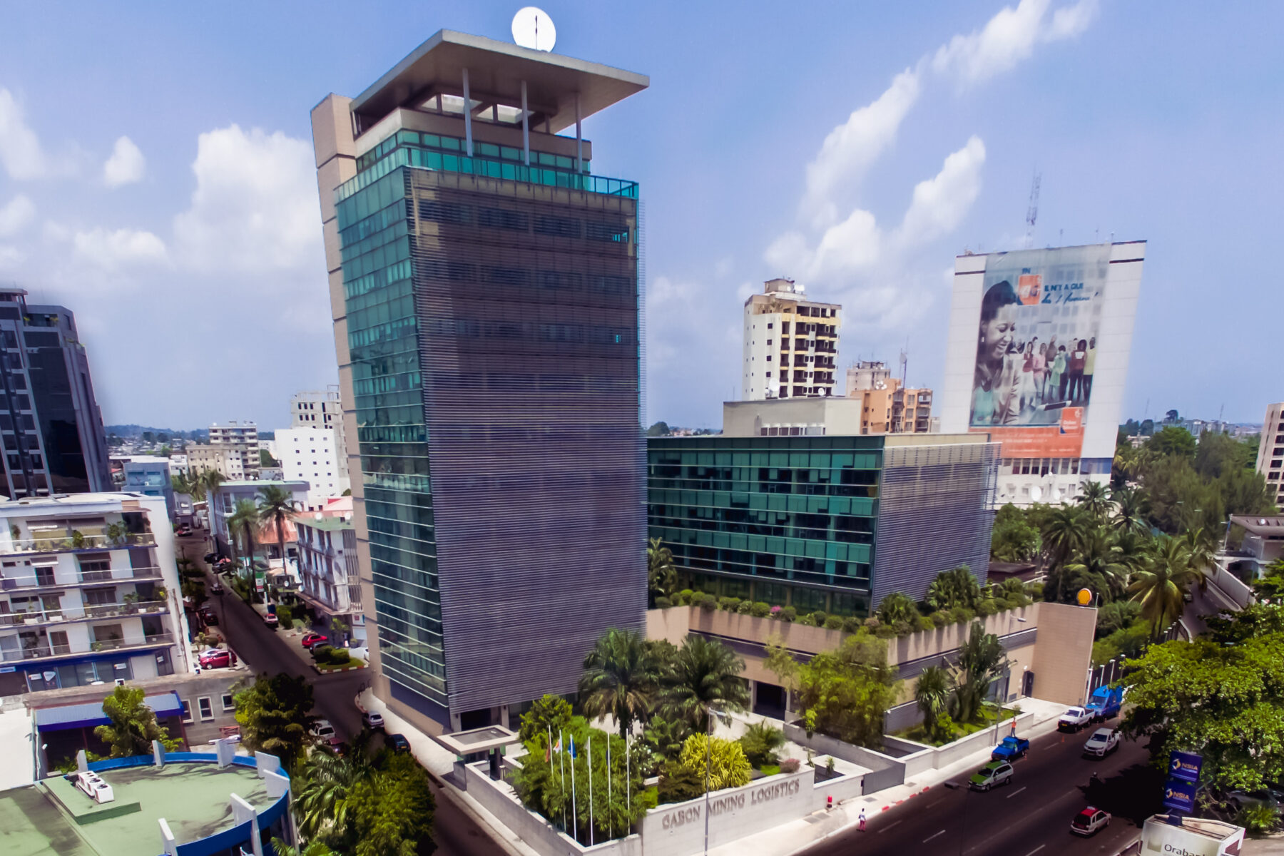 Gabon dollar bonds rally — office buildings in central Libreville
