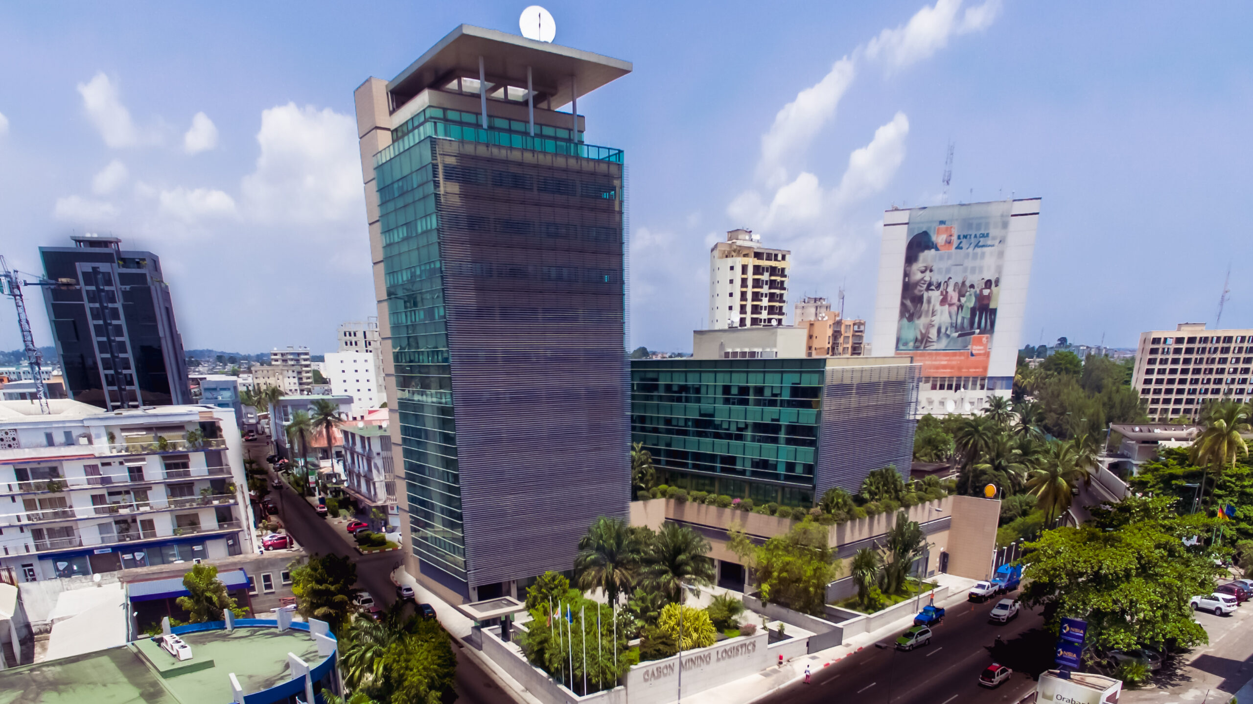 Gabon dollar bonds rally — office buildings in central Libreville, Gabon