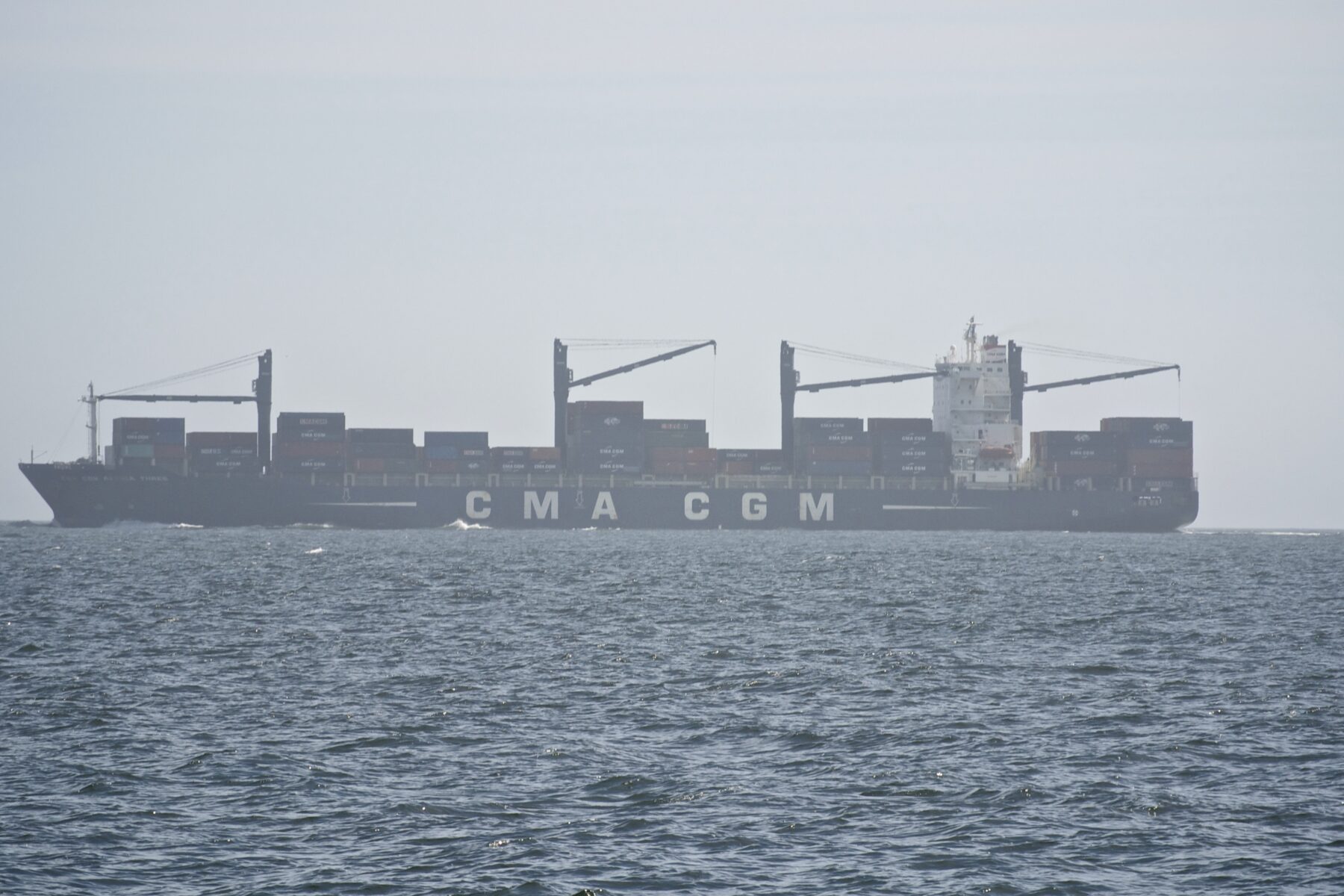 Trans-Kalahari Railway - a cargo ship entering the port of Walvis Bay