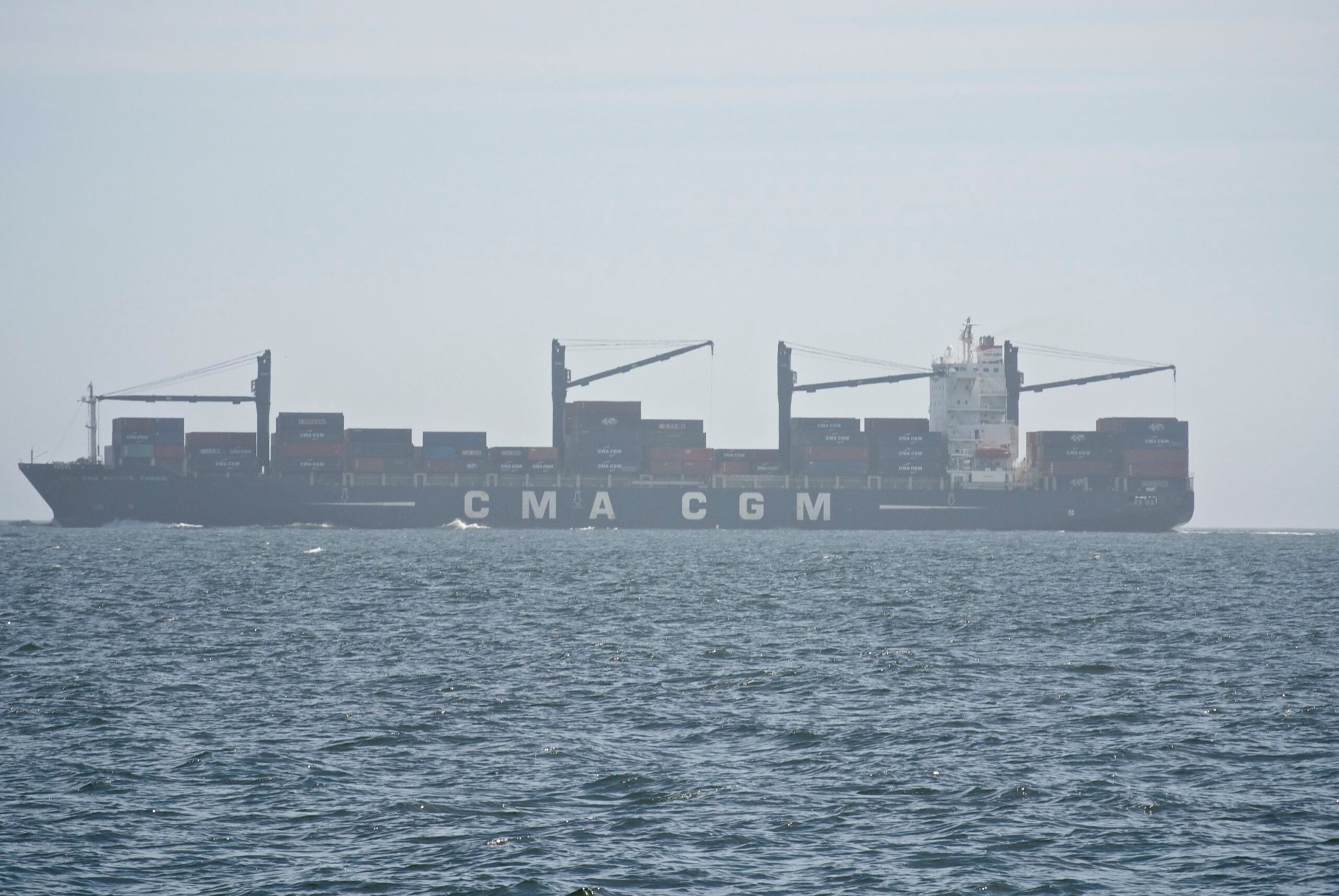 Trans-Kalahari Railway — a cargo ship entering the port of Walvis Bay, Namibia