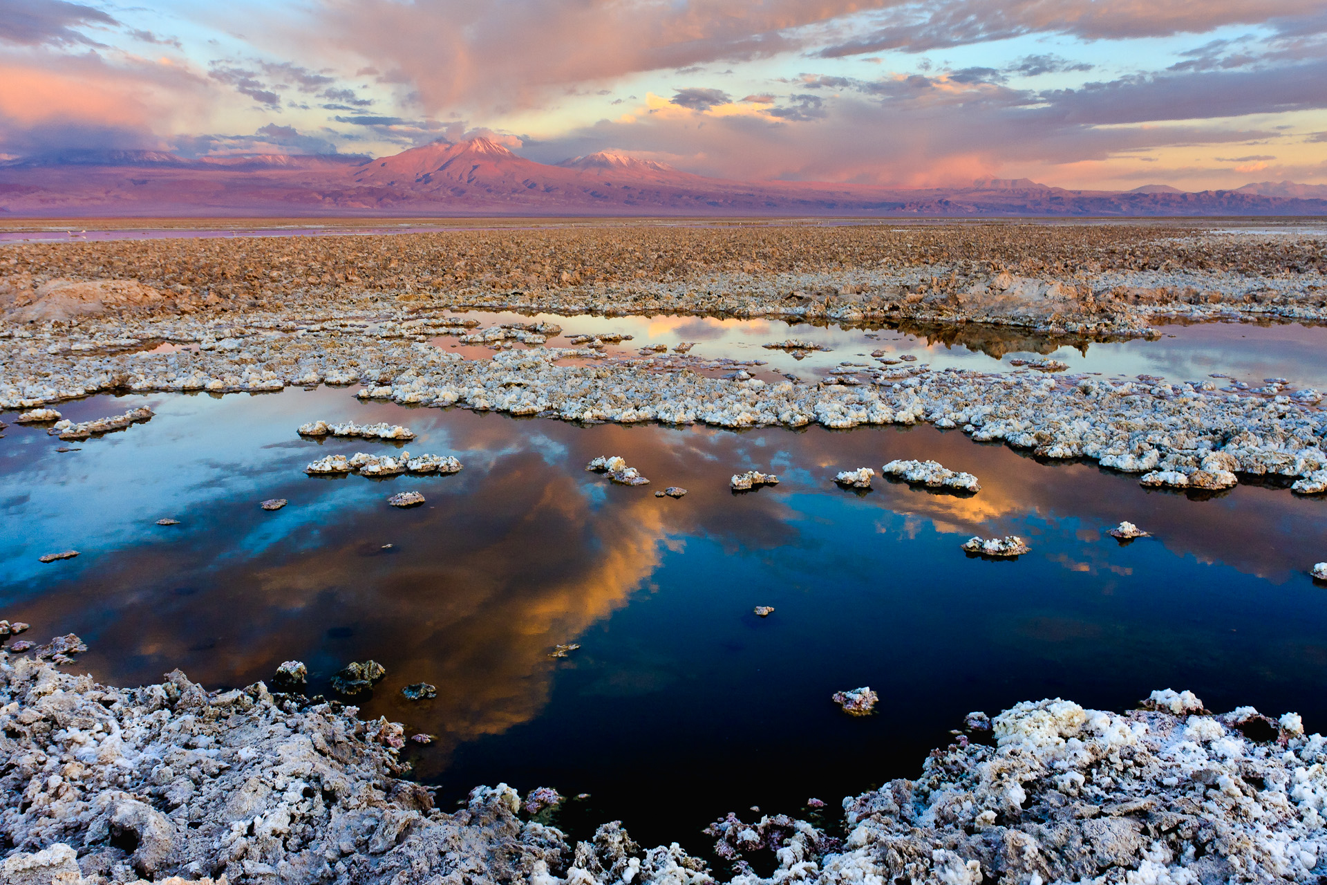Brine pools at the Salar de Atacama, a key lithium source.