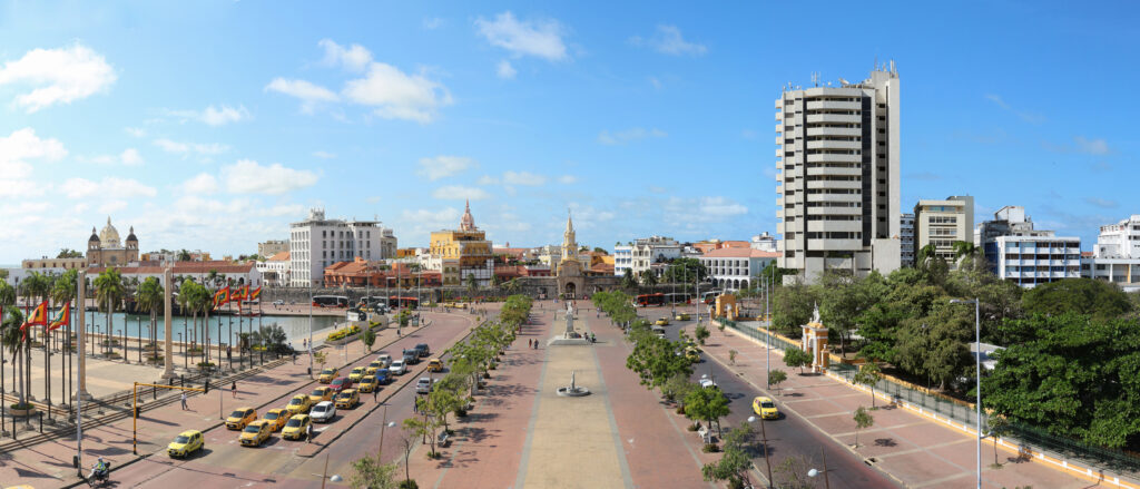 The walled colonial old city of Cartagena de Indias on Colombia's Caribbean coast