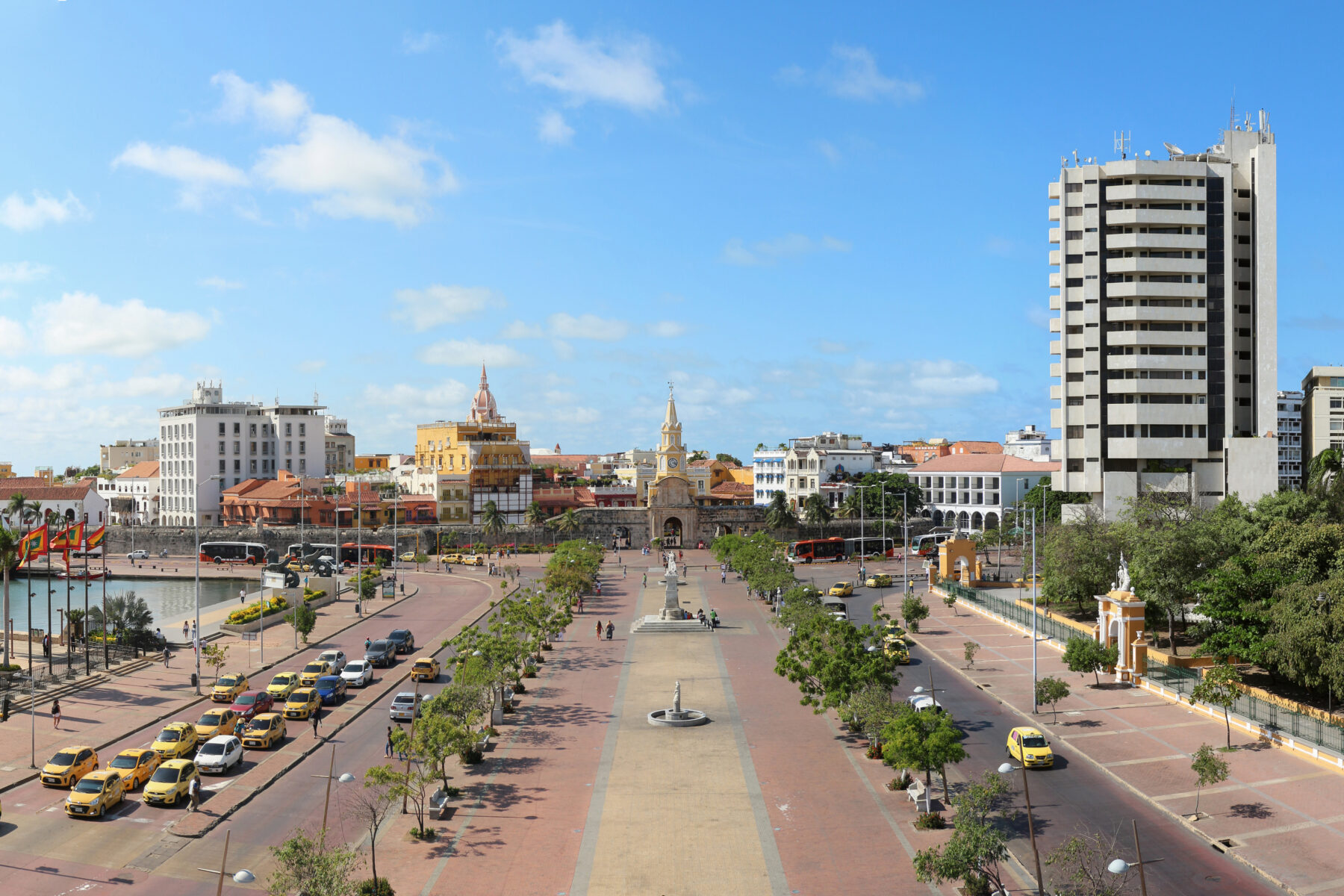 Cartagena, Colombia cityscape with old and new buildings