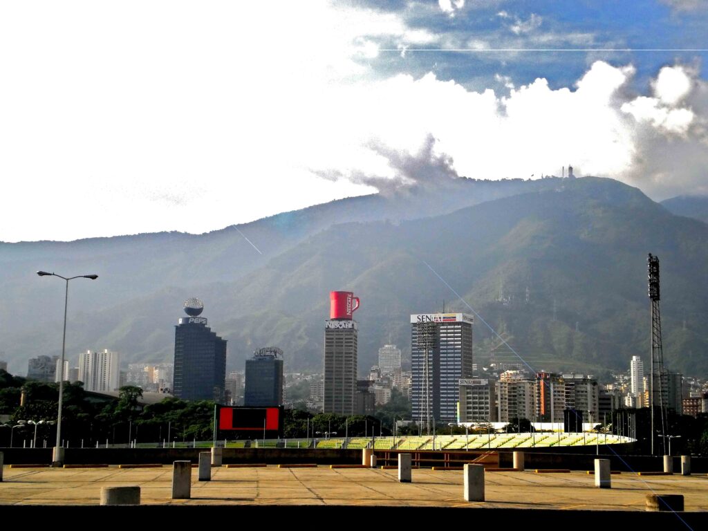 Caracas, Venezuela skyline as the Caracas stock exchange surges in 2026