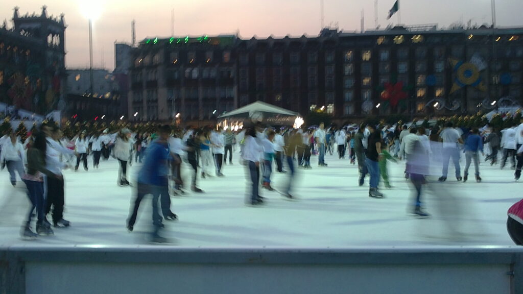 Crowds and stalls at a cultural festival on the Zócalo main square in Mexico City