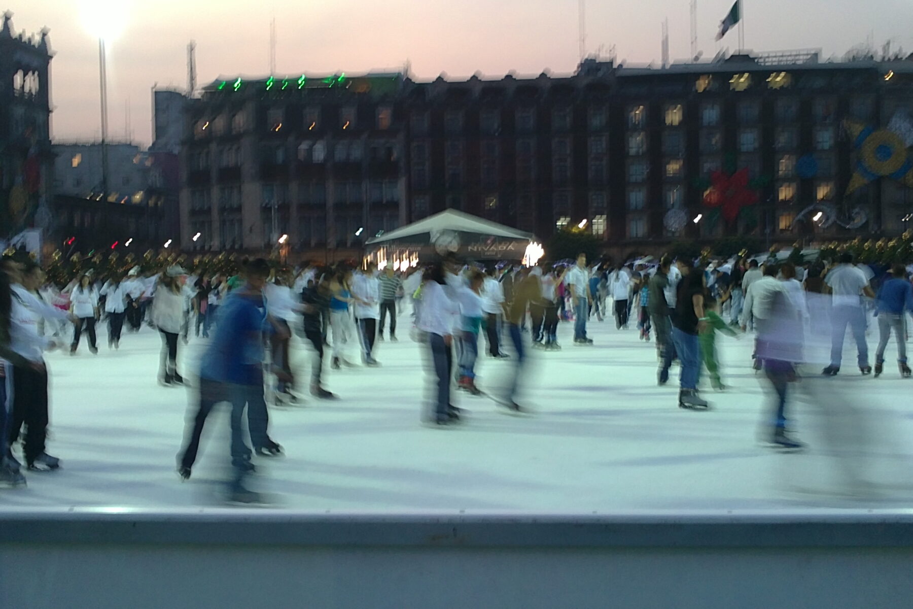 Crowds and stalls at a cultural festival on the Zócalo main square in Mexico City
