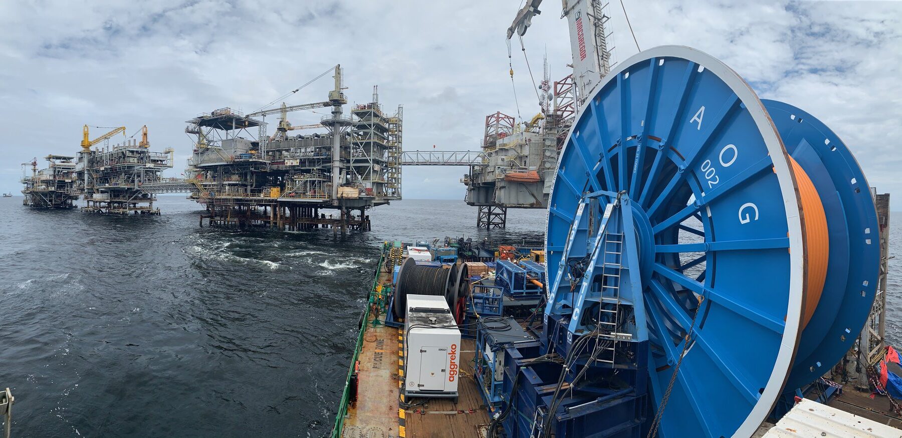 Offshore oil field installation work, Angola