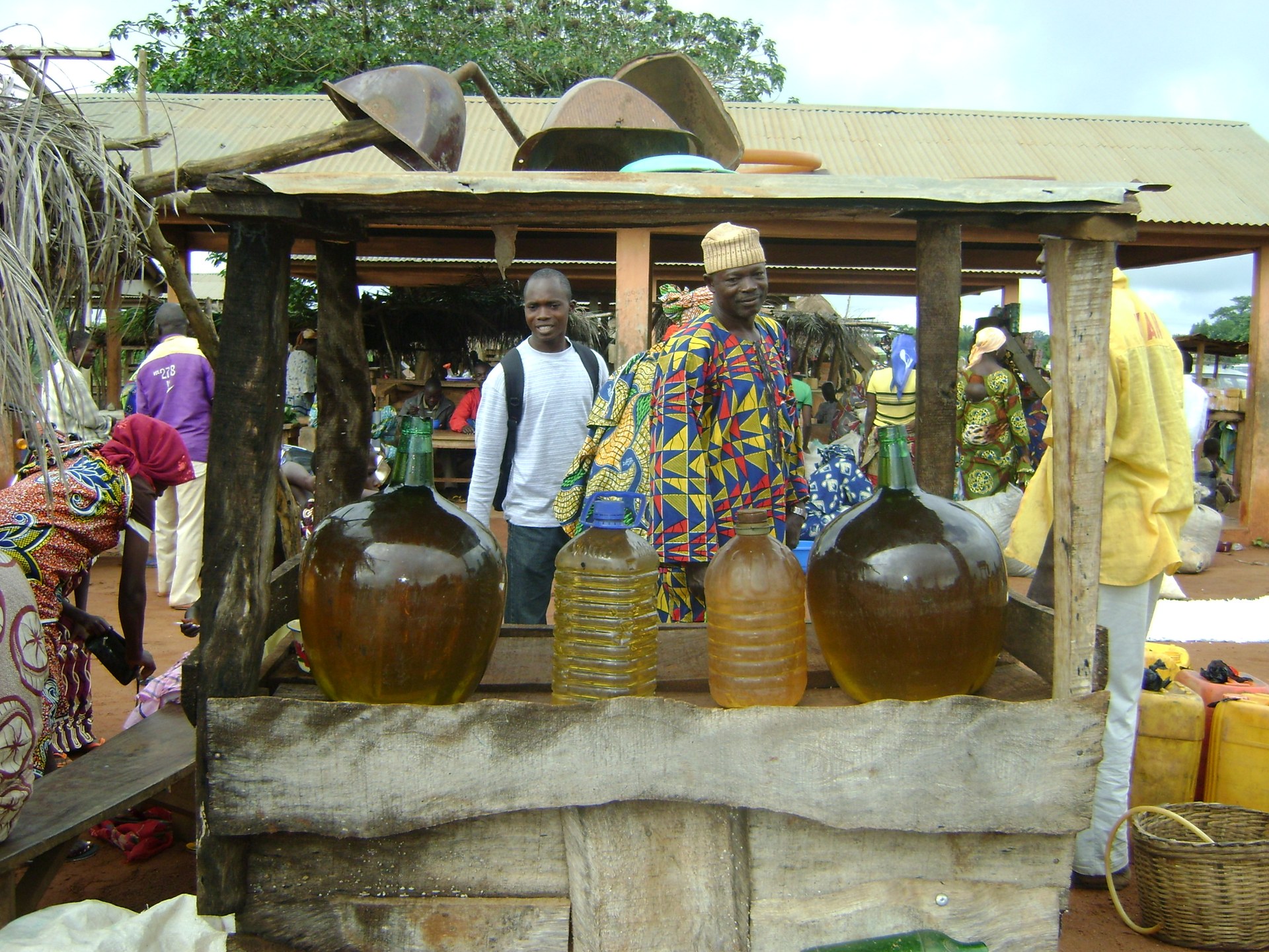Nigeria land borders — a trader's stall at Nigeria's frontier with Benin, where crossings carry much of West Africa's informal commerce