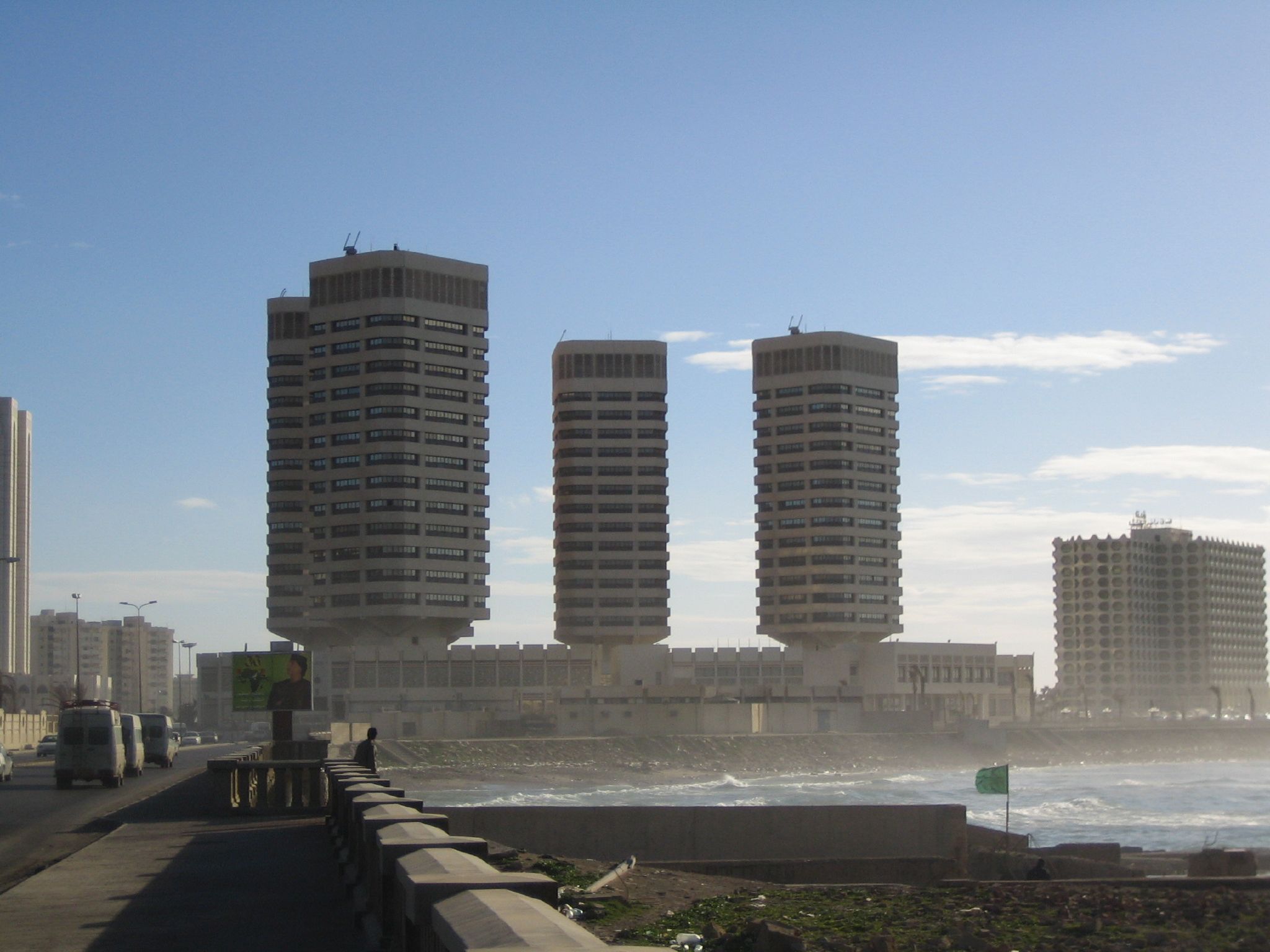 The Dath al-Imad towers on the seafront in Tripoli, Libya