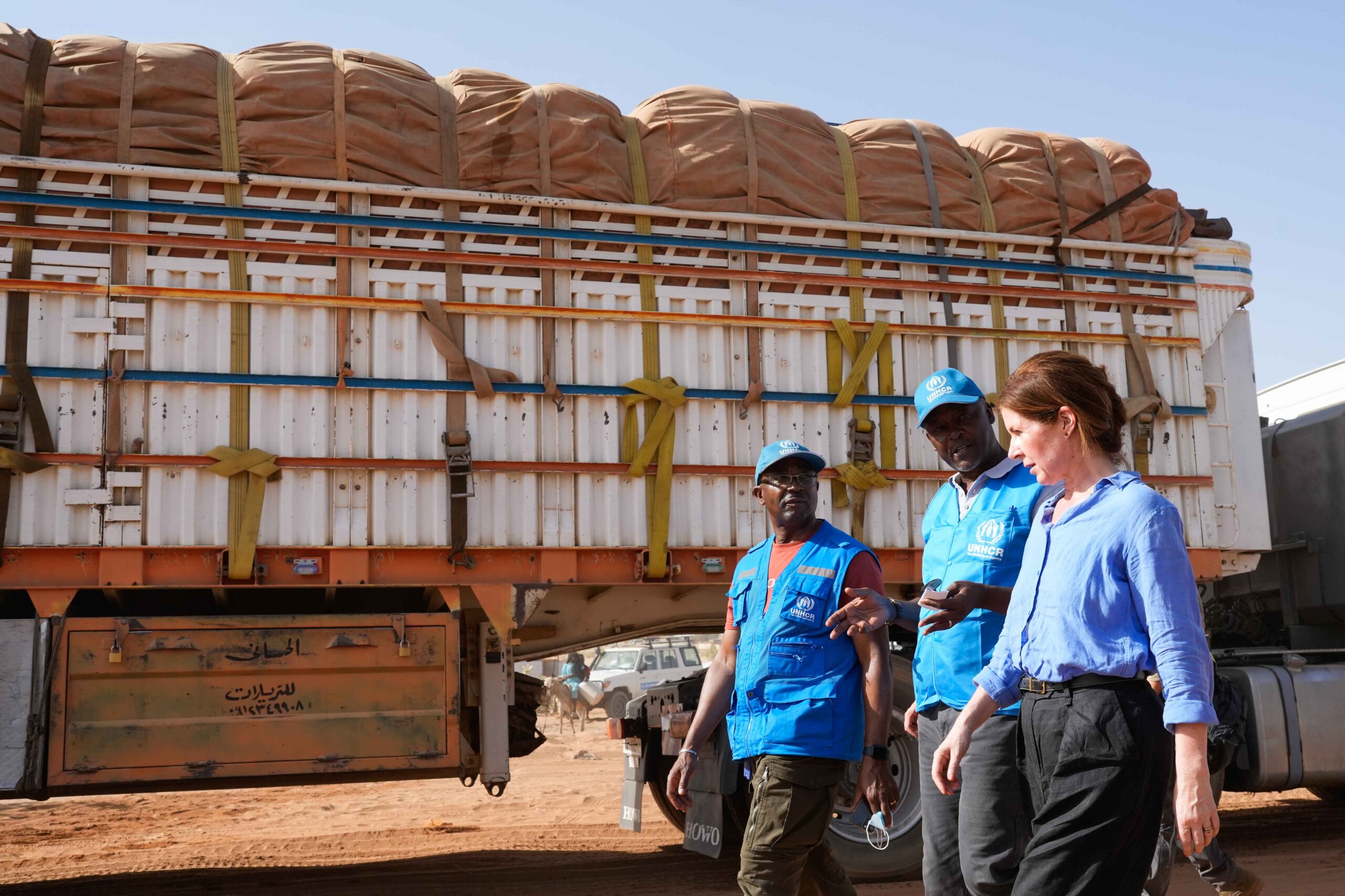 Sudanese air strike in Chad — a UNHCR relief truck at the Adré border crossing between Chad and Sudan