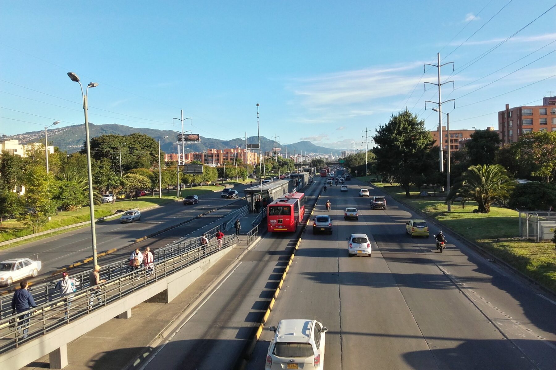 Autopista Norte in Bogota, Colombia - traffic and a TransMilenio bus