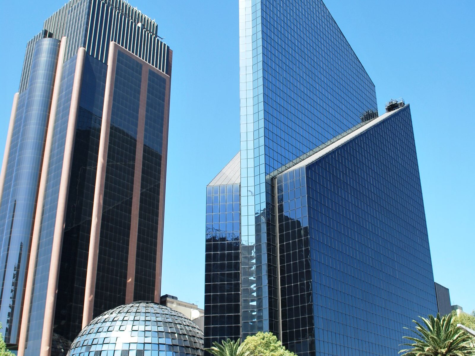 The Mexican Stock Exchange (BMV) building with its glass dome on Paseo de la Reforma in Mexico City.