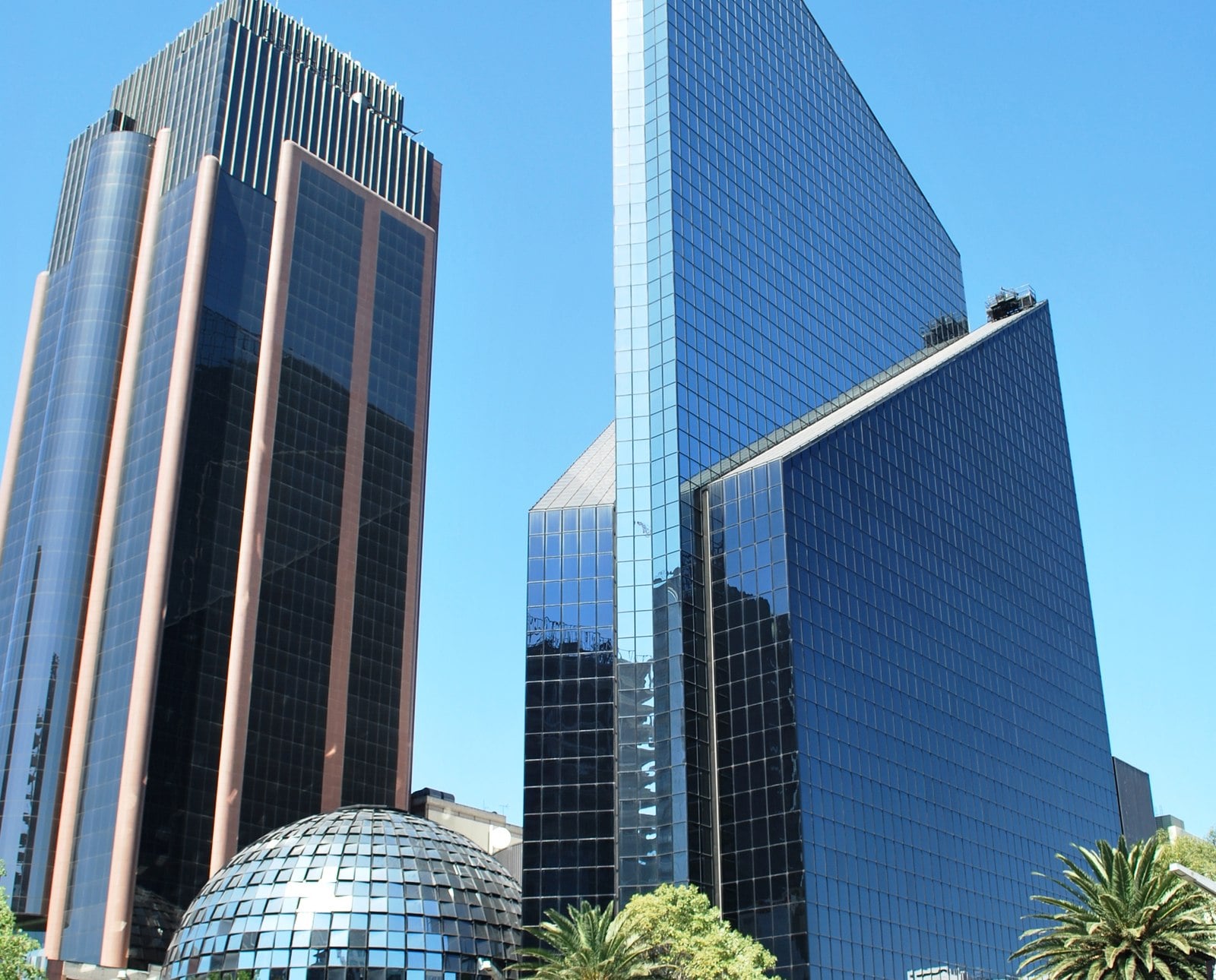 The Mexican Stock Exchange (BMV) building with its glass dome on Paseo de la Reforma in Mexico City.