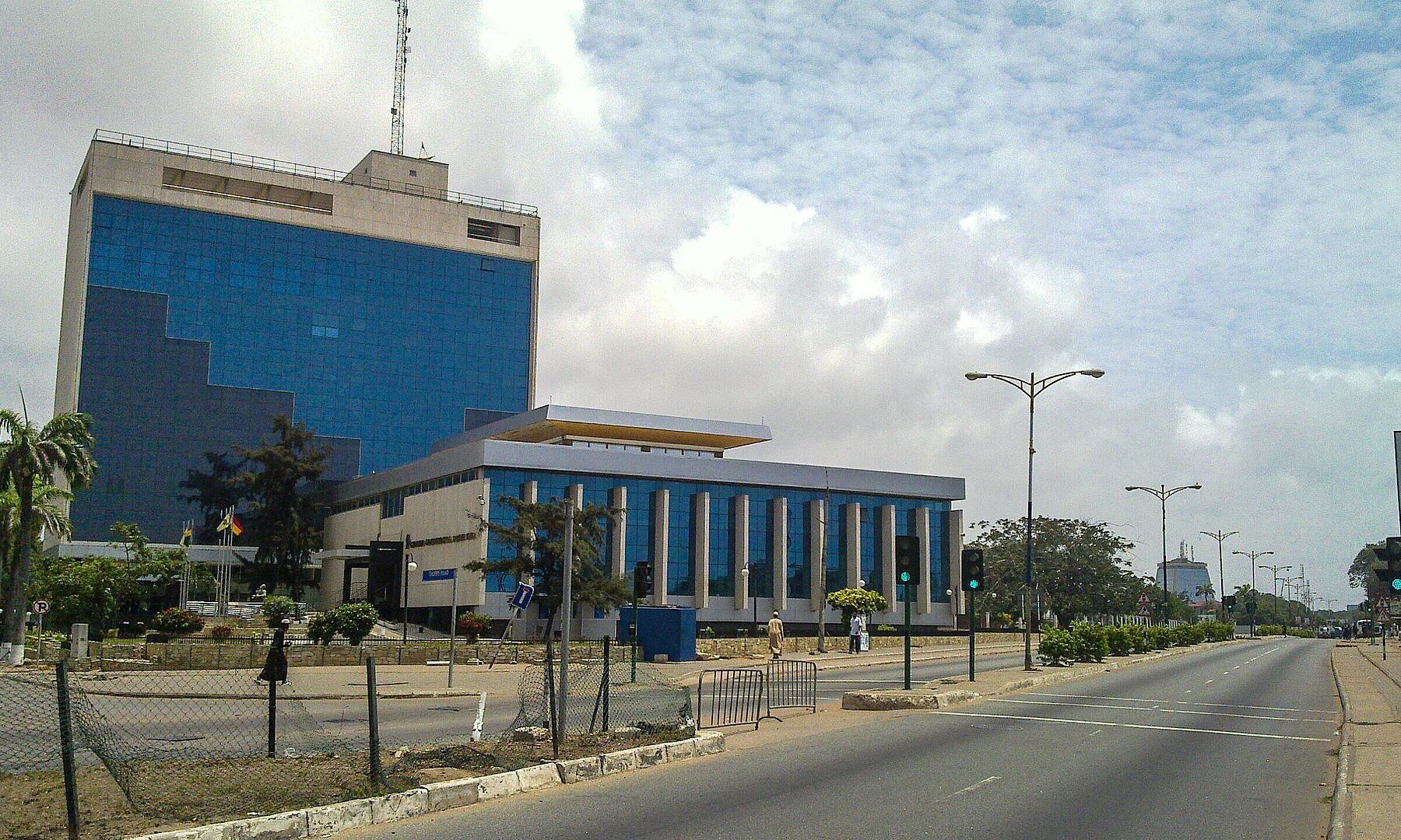 diaspora investment products - GCB Bank head office on a main road in central Accra, Ghana