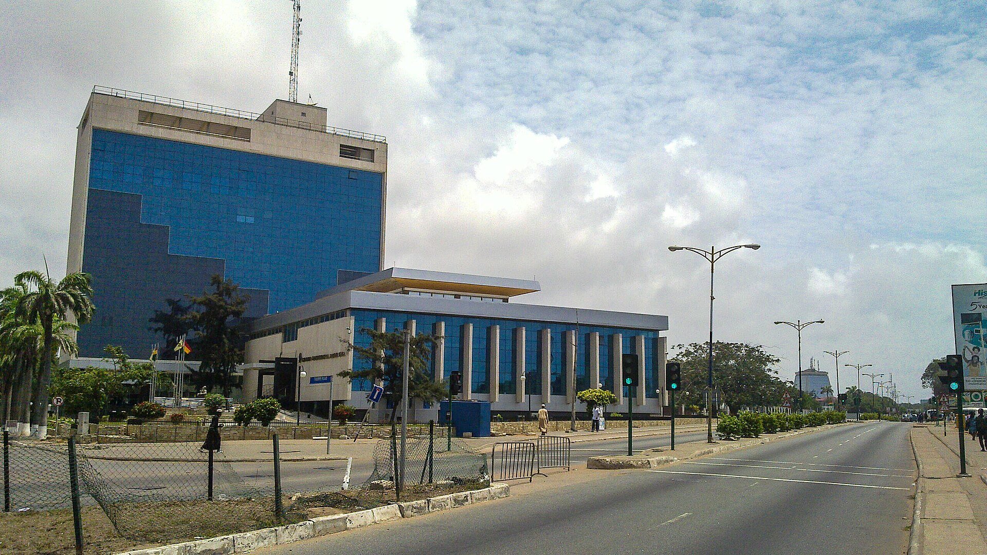 diaspora investment products - GCB Bank head office on a main road in central Accra, Ghana