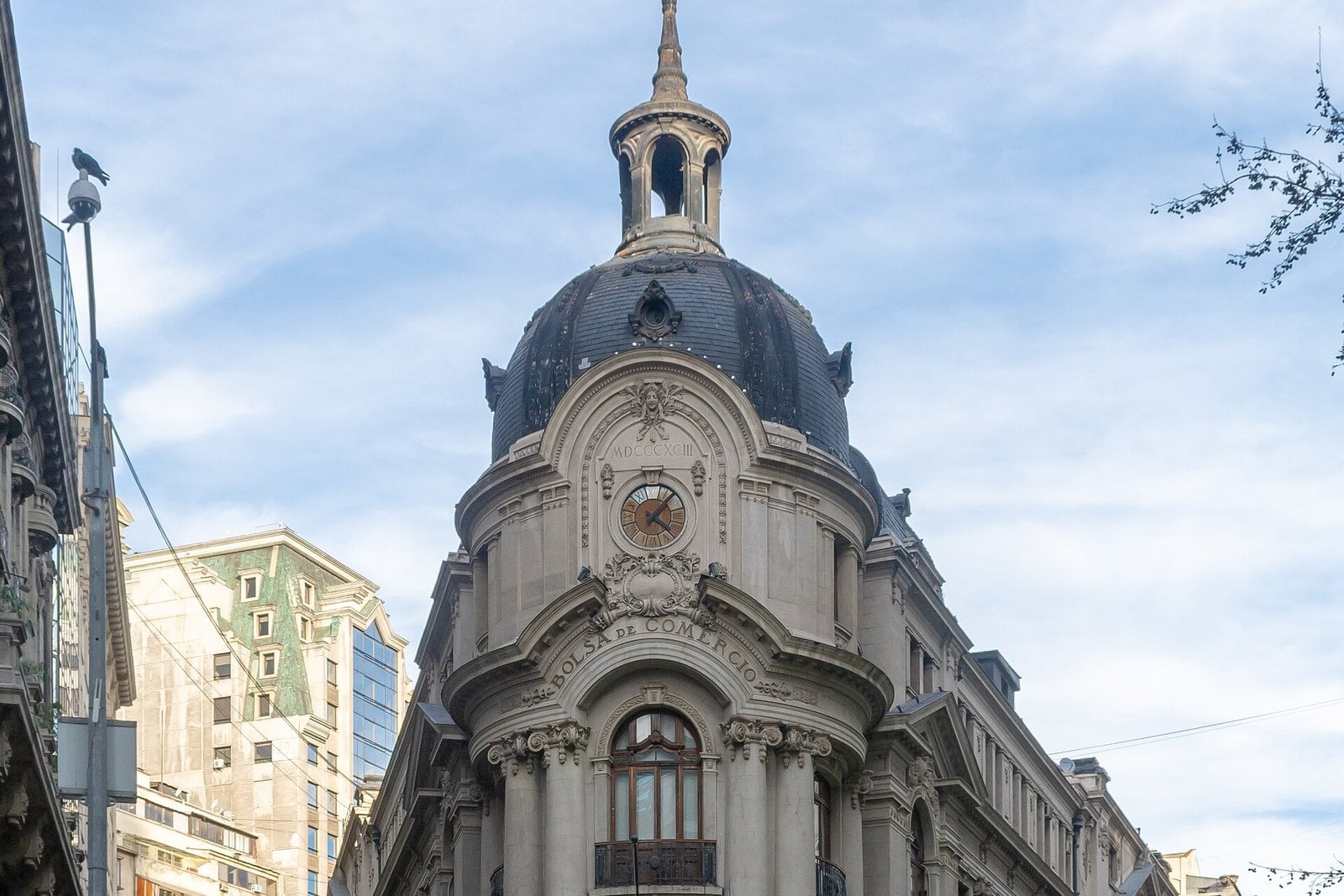 The Bolsa de Comercio stock exchange building in Santiago, Chile