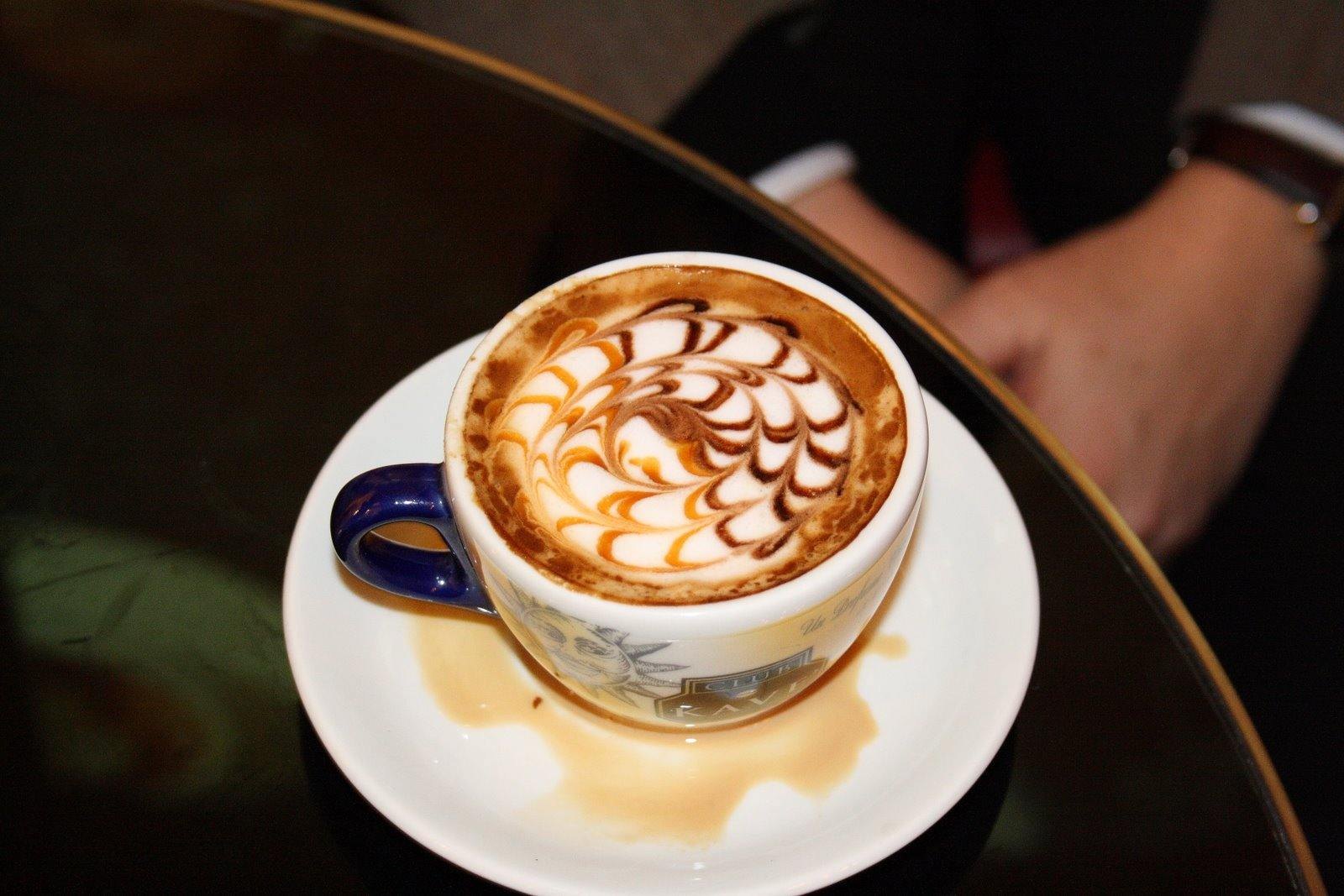 A cup of coffee with latte art.