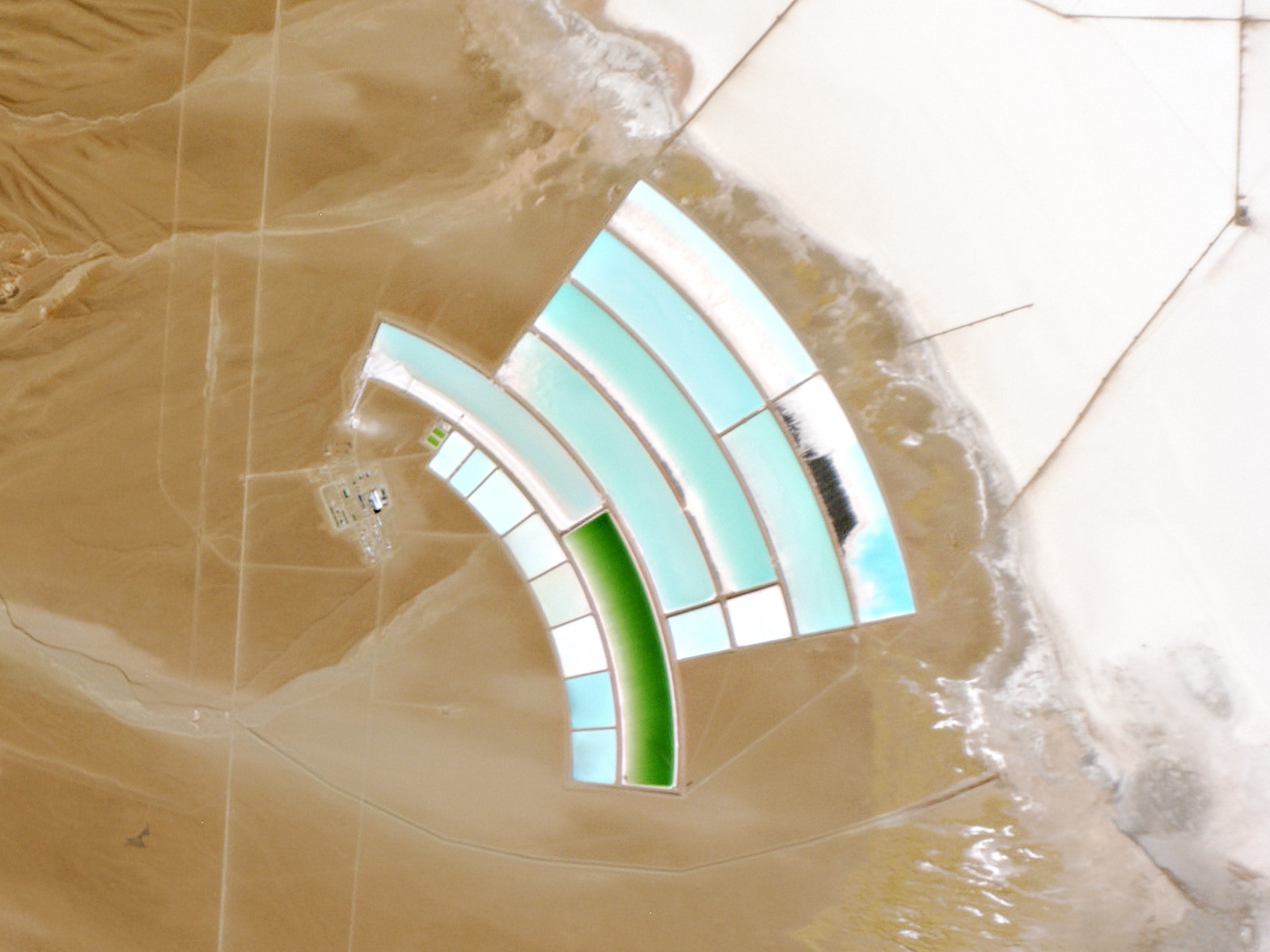 Lithium evaporation ponds at the Cauchari-Olaroz lithium operation in Jujuy