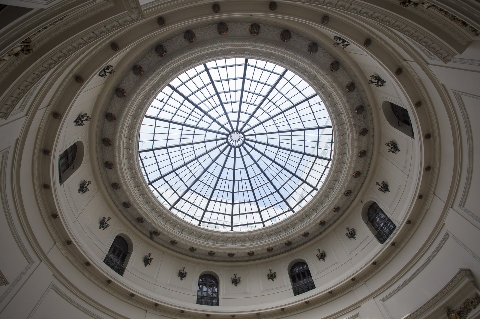 The glass rotunda dome inside Centro Cultural Banco do Brasil in downtown Rio de Janeiro