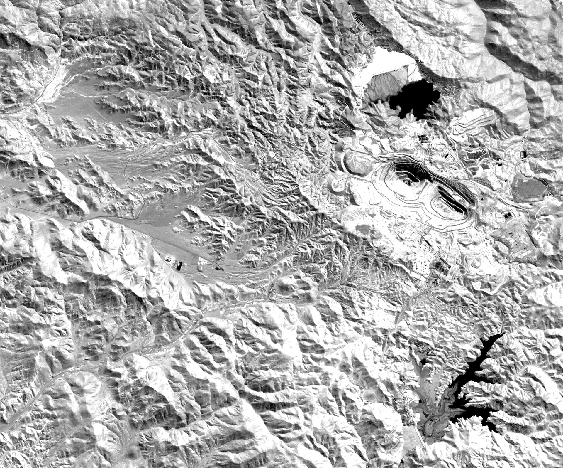 Satellite view of the Cerro Verde copper mine near Arequipa, Peru