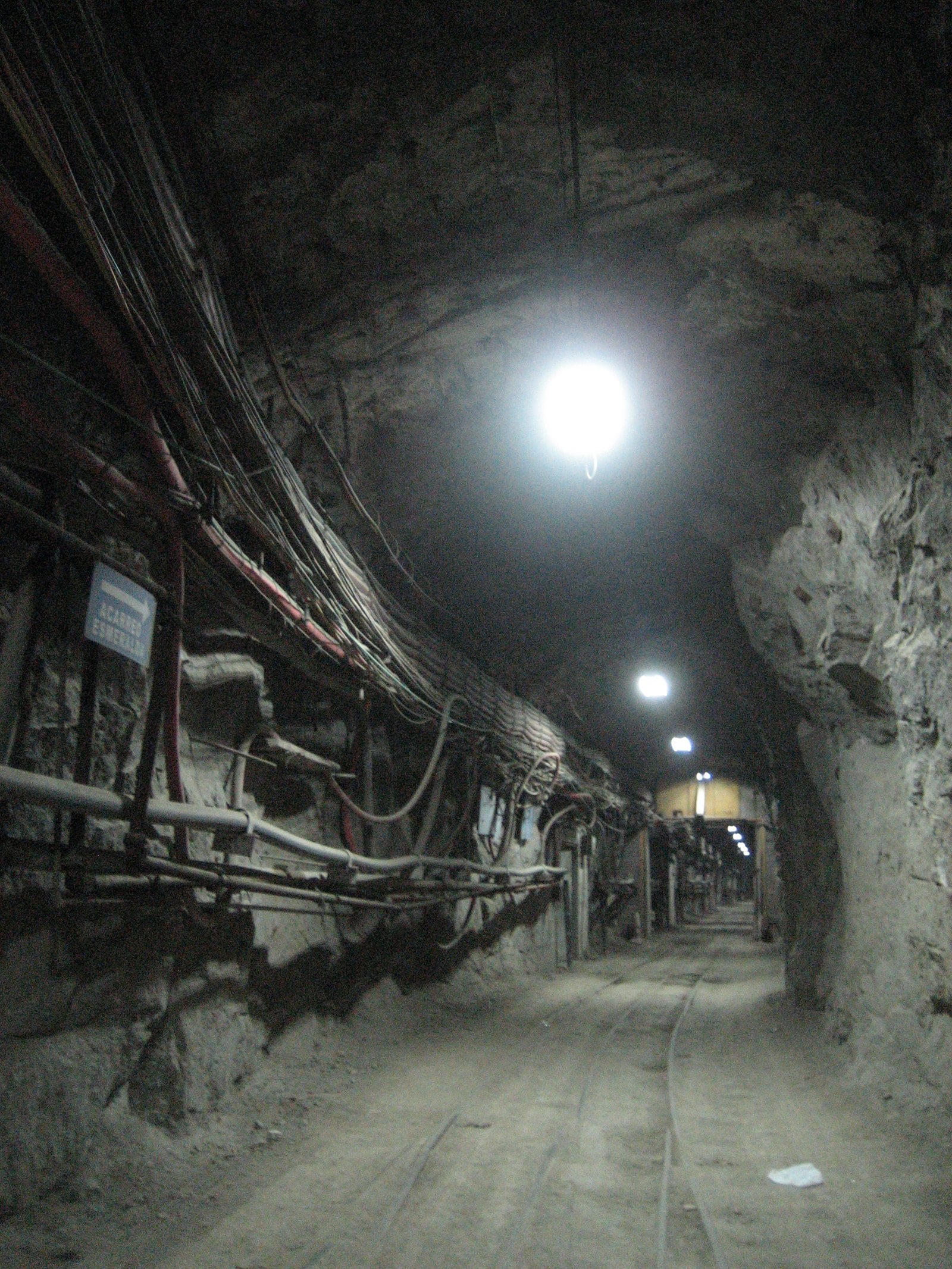 An underground tunnel inside a copper mine.