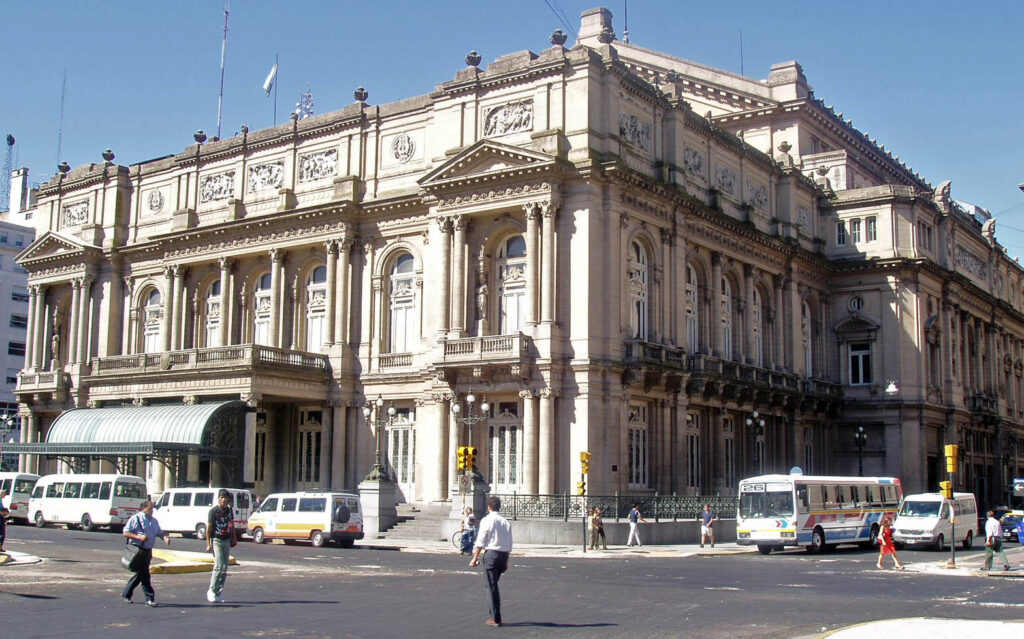 The facade of a historic theatre in Buenos Aires, the city where Enrique Otranto built his stage career.