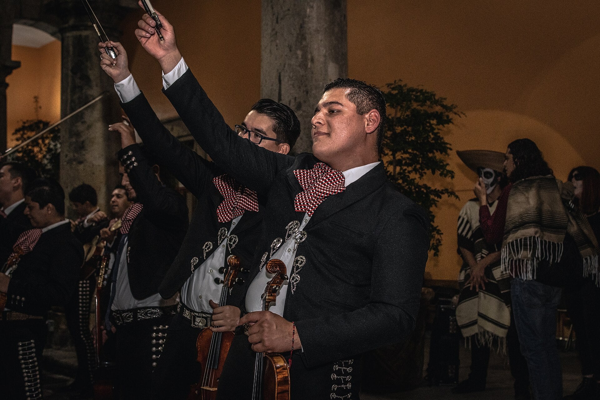 A mariachi group performing, at the heart of Guadalajara's international mariachi gathering