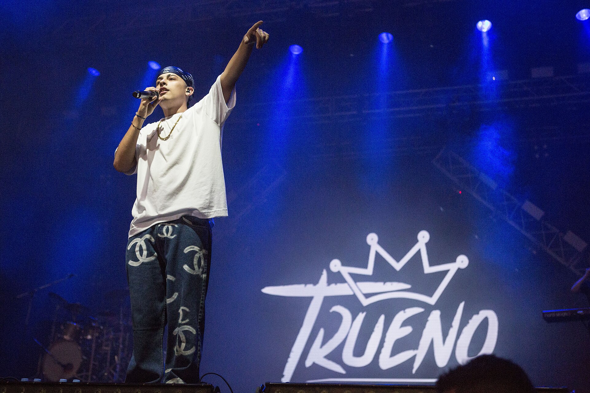 Argentine rapper Trueno performing live, ahead of his Turr4zo World Tour opening in Guayaquil
