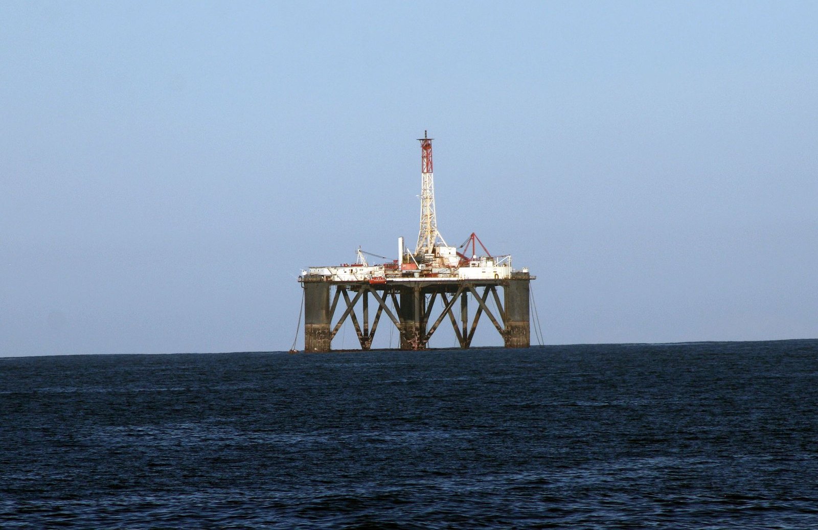An offshore oil production platform at sea