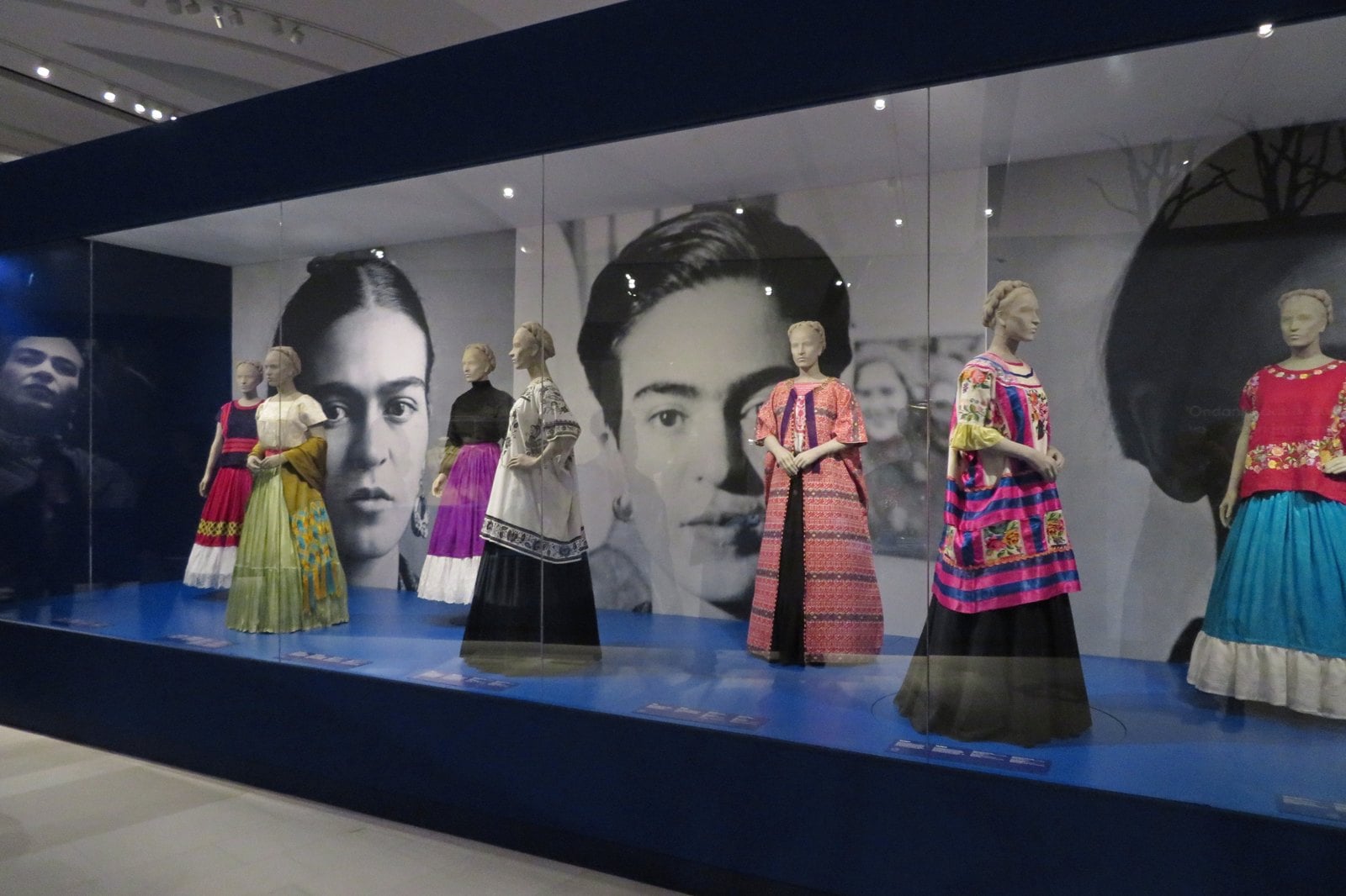 Frida Kahlo exhibition Buenos Aires at MALBA with her traditional Tehuana dress and corset on display