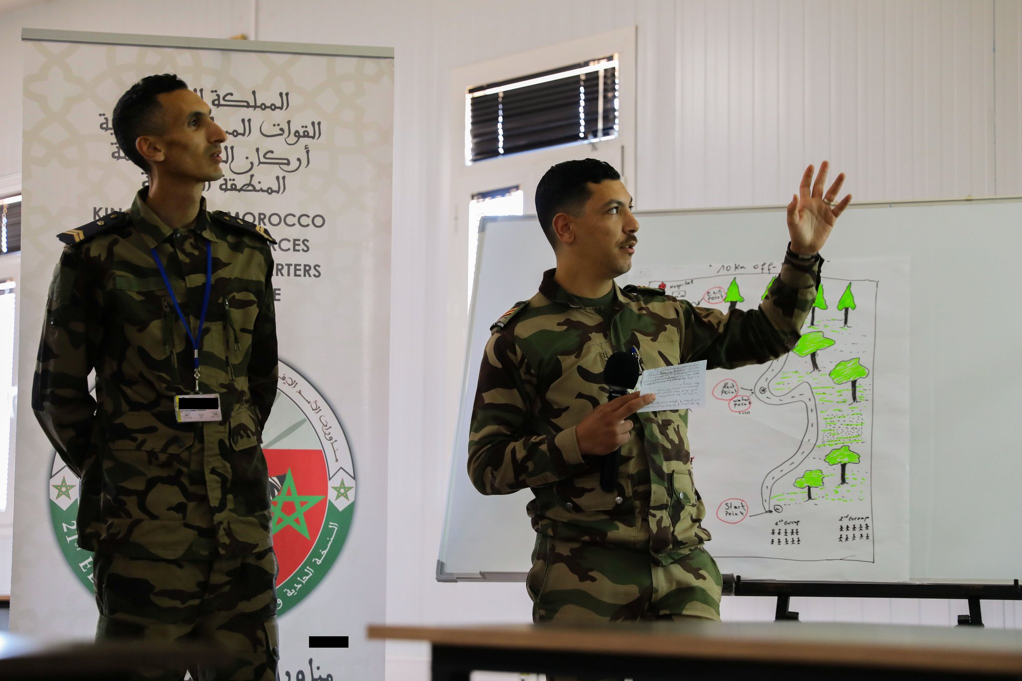 Morocco NATO cooperation &mdash; Royal Moroccan Armed Forces soldiers brief during a non-commissioned officer development workshop at African Lion 2025 in Agadir