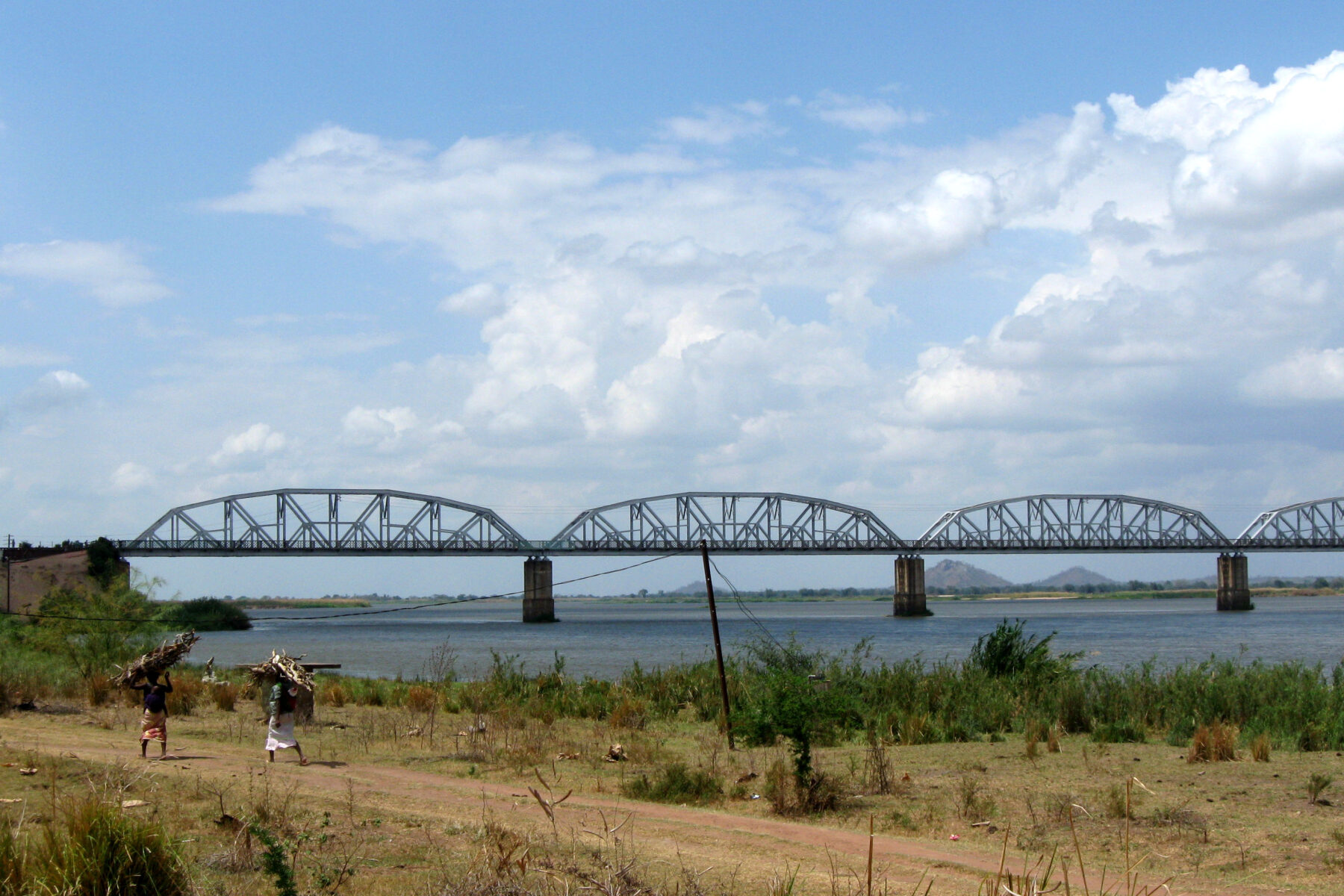 The Dona Ana railway bridge crossing the Zambezi river in Mozambique