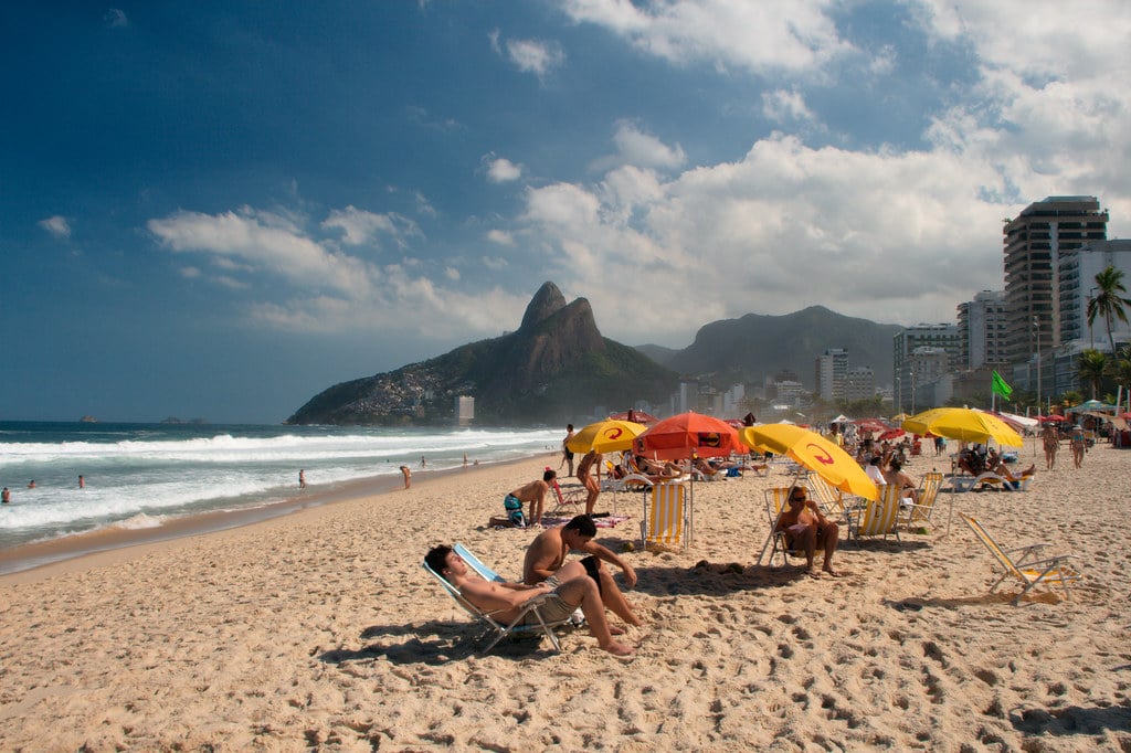 Ipanema beach with the Dois Irmãos peaks, Rio de Janeiro.