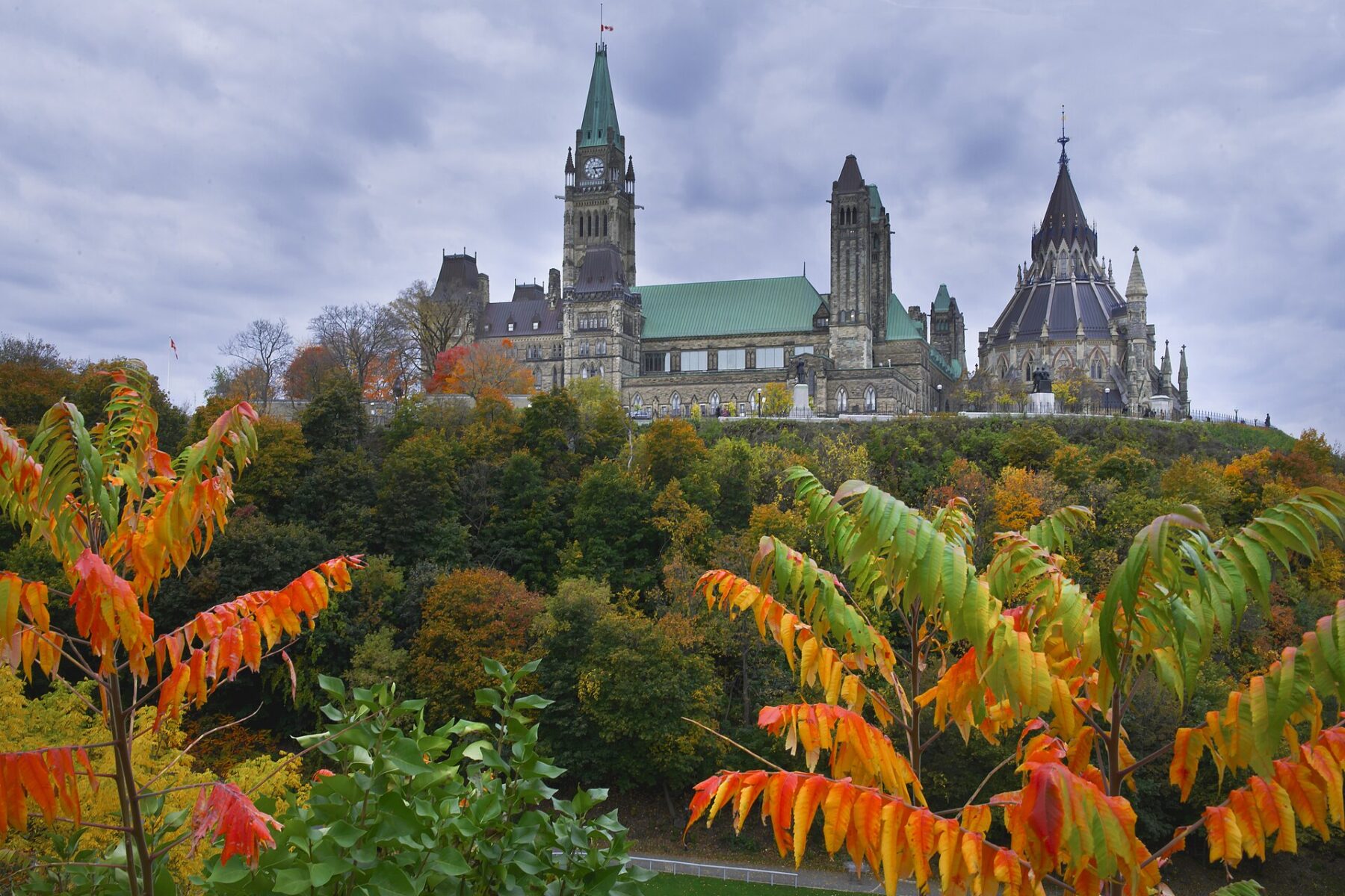 Parliament Hill in Ottawa, where Canada's government is preparing counter-tariffs that take effect on September 8