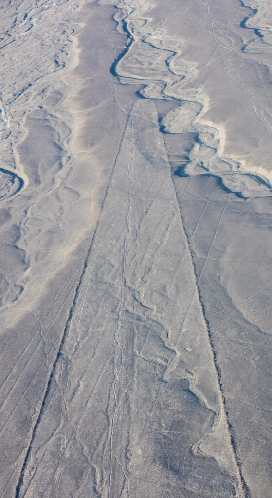 Aerial view of the Nazca Lines geoglyphs in southern Peru
